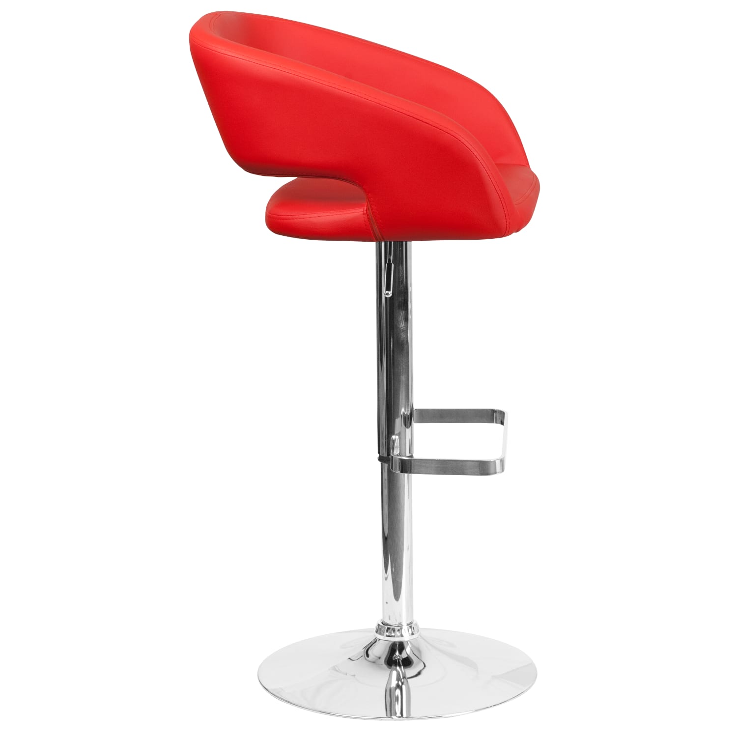 Flash Furniture Contemporary Vinyl Adjustable Height Bar Stool With Rounded Back RedChrome PopularChairscom Flash Furniture Contemporary Vinyl Adjustable Height Bar Stool With Rounded Back RedChrome PopularChairscom