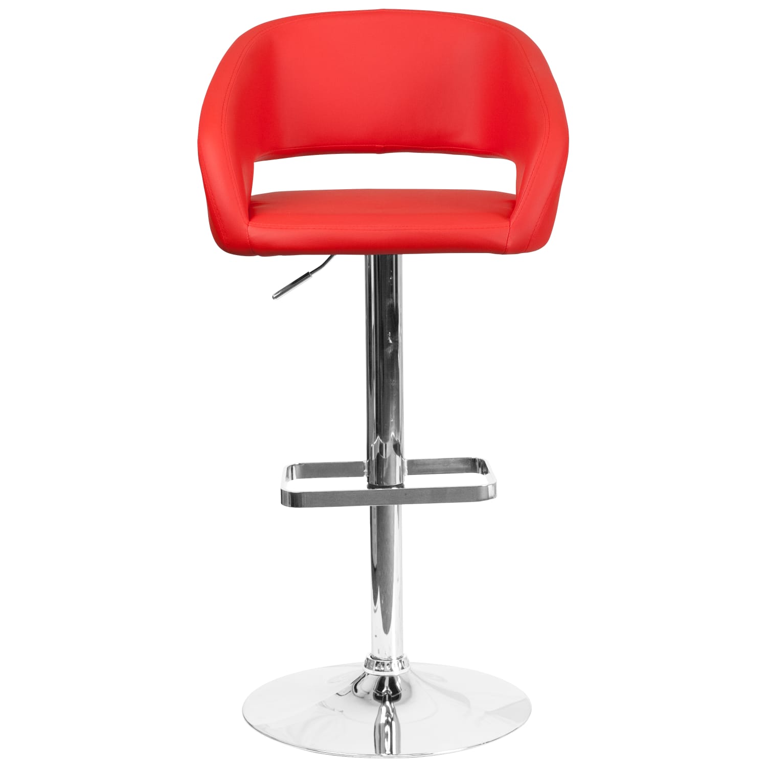 Flash Furniture Contemporary Vinyl Adjustable Height Bar Stool With Rounded Back RedChrome PopularChairscom Flash Furniture Contemporary Vinyl Adjustable Height Bar Stool With Rounded Back RedChrome PopularChairscom