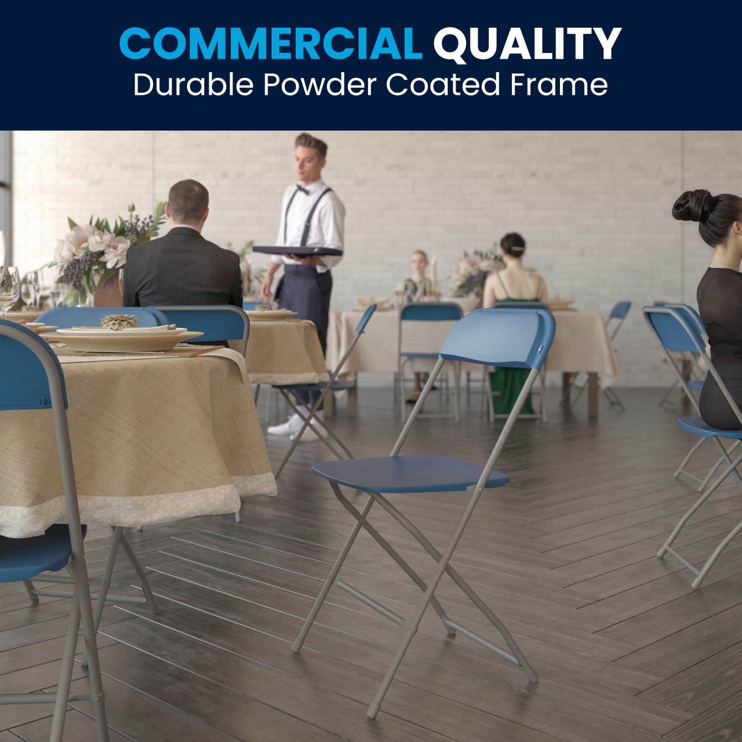 Flash Furniture HERCULES Series Premium Plastic Folding Chairs Blue Set Of 10 Chairs PopularChairscom