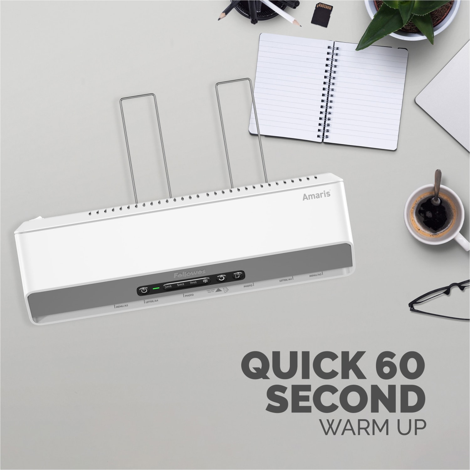 Fellowes Amaris 125 Thermal Laminator with Combo Kit, 12.5in Wide, White/Gray - Image 5