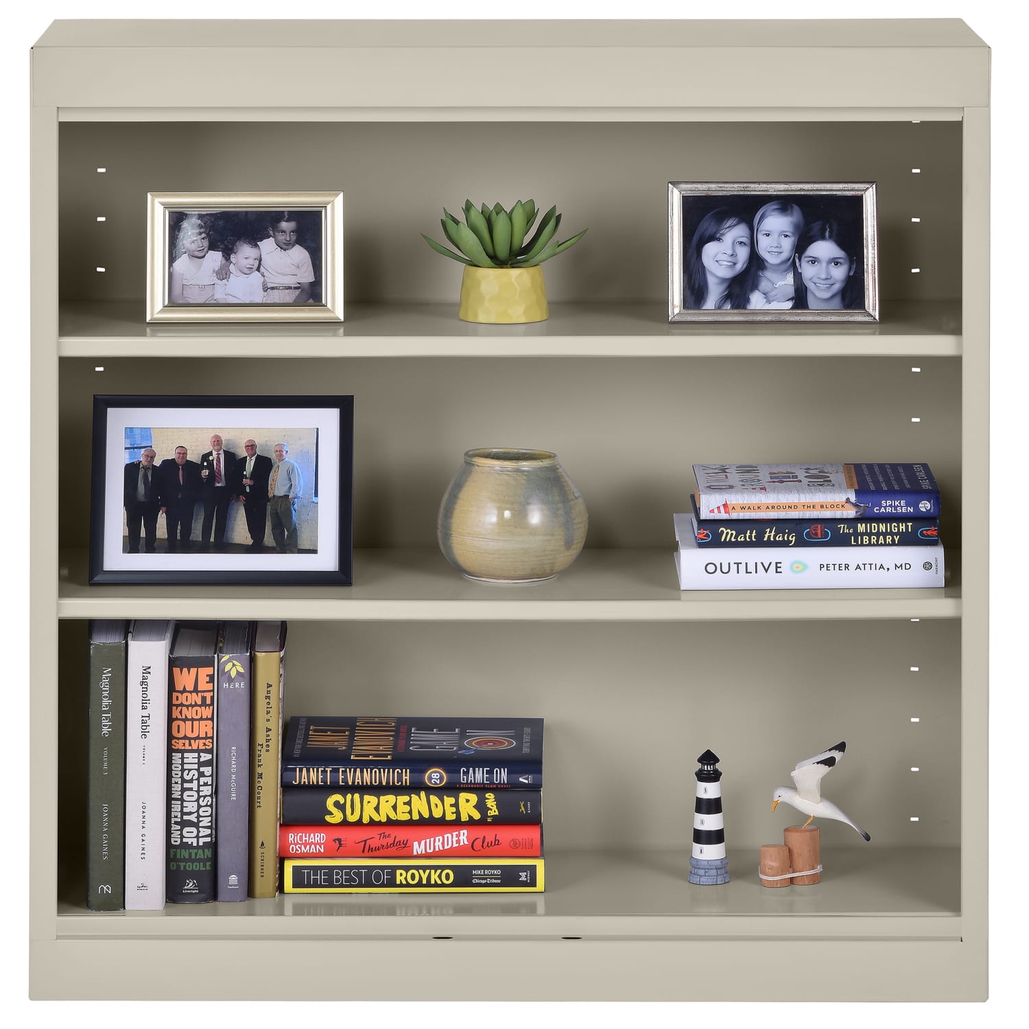 Sandusky 3-Shelf Welded Steel Bookcase, 36inH x 36inW x 12inD, Putty - Image 5