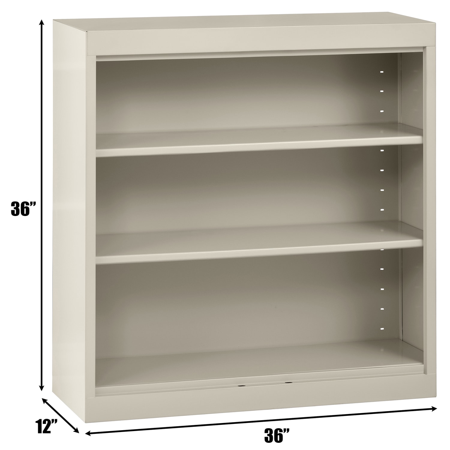 Sandusky 3-Shelf Welded Steel Bookcase, 36inH x 36inW x 12inD, Putty - Image 6