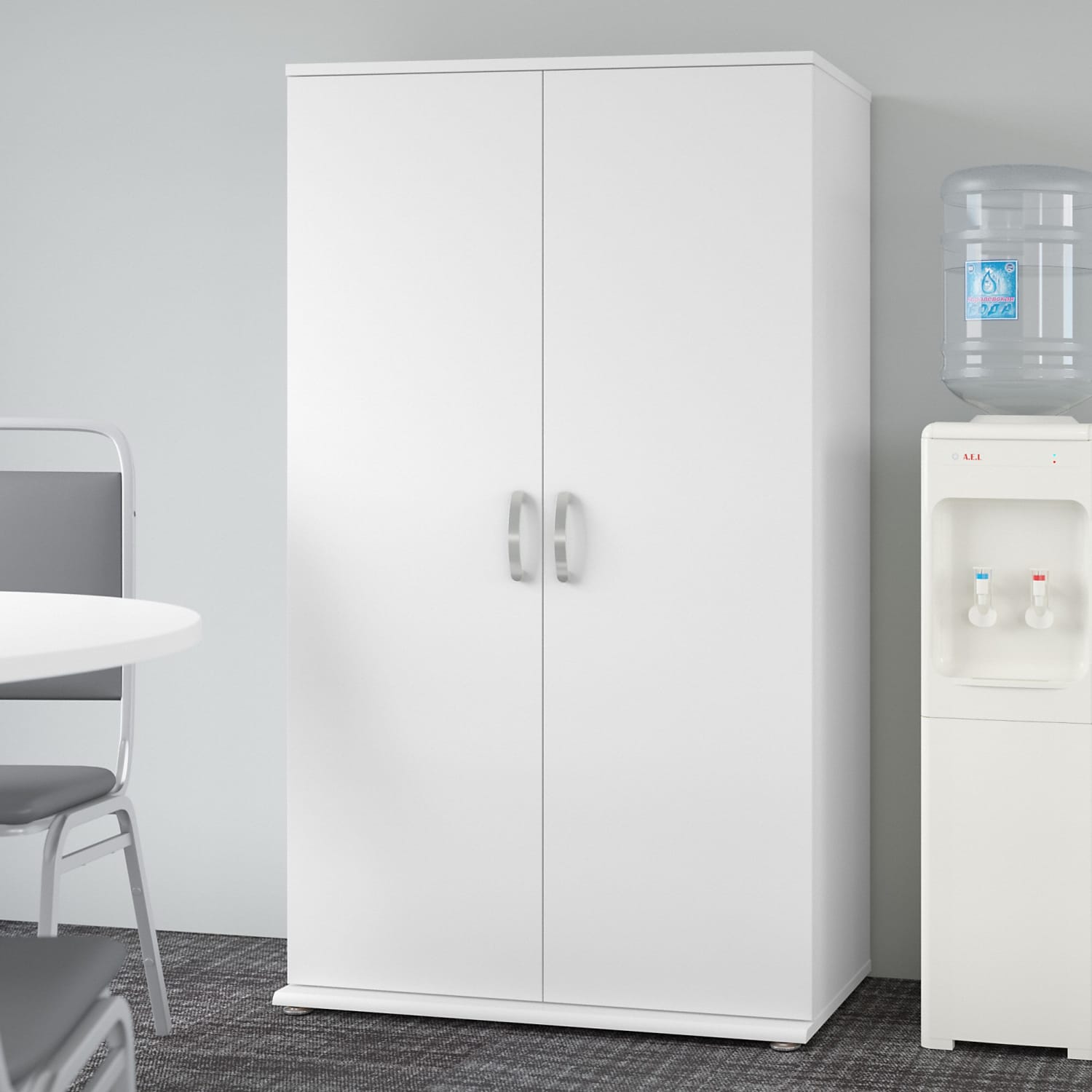 Bush Business Furniture Universal Tall Storage Cabinet With Doors And Shelves, White, Standard Delivery - Image 3