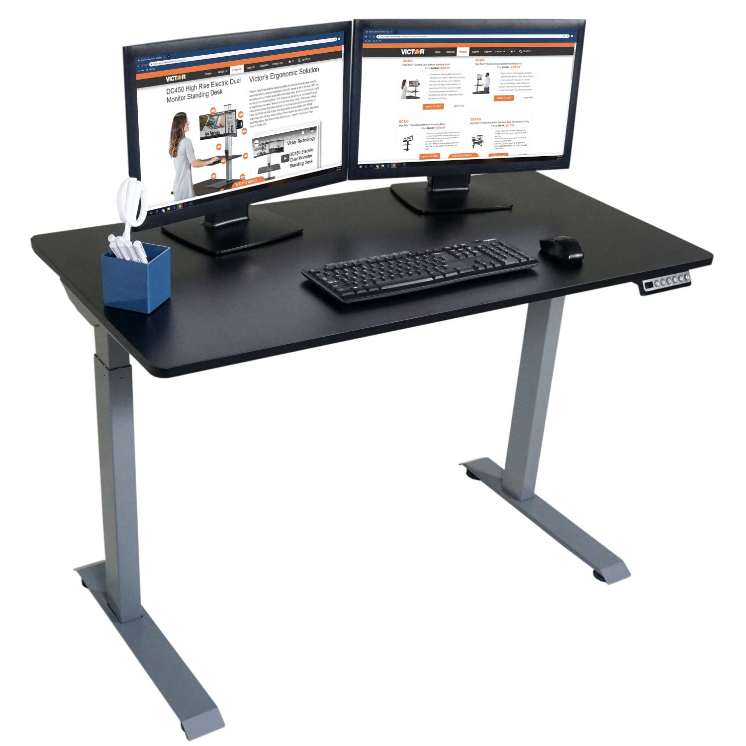 Victor Electric 48inW Standing Desk, Black/Light Gray - Image 3