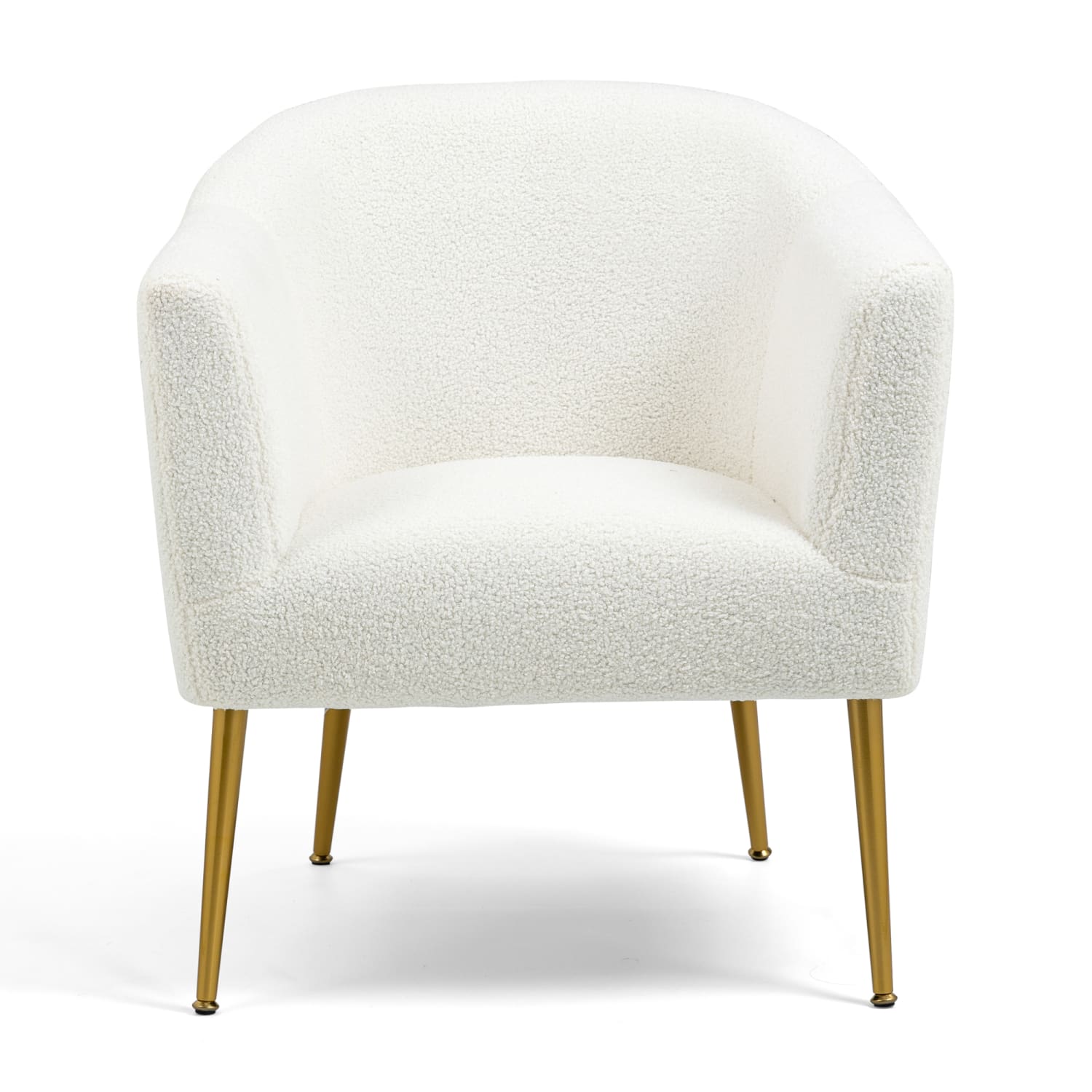 Glamour Home Ayami Boucle Fabric Accent Chair, White/Gold - Image 5
