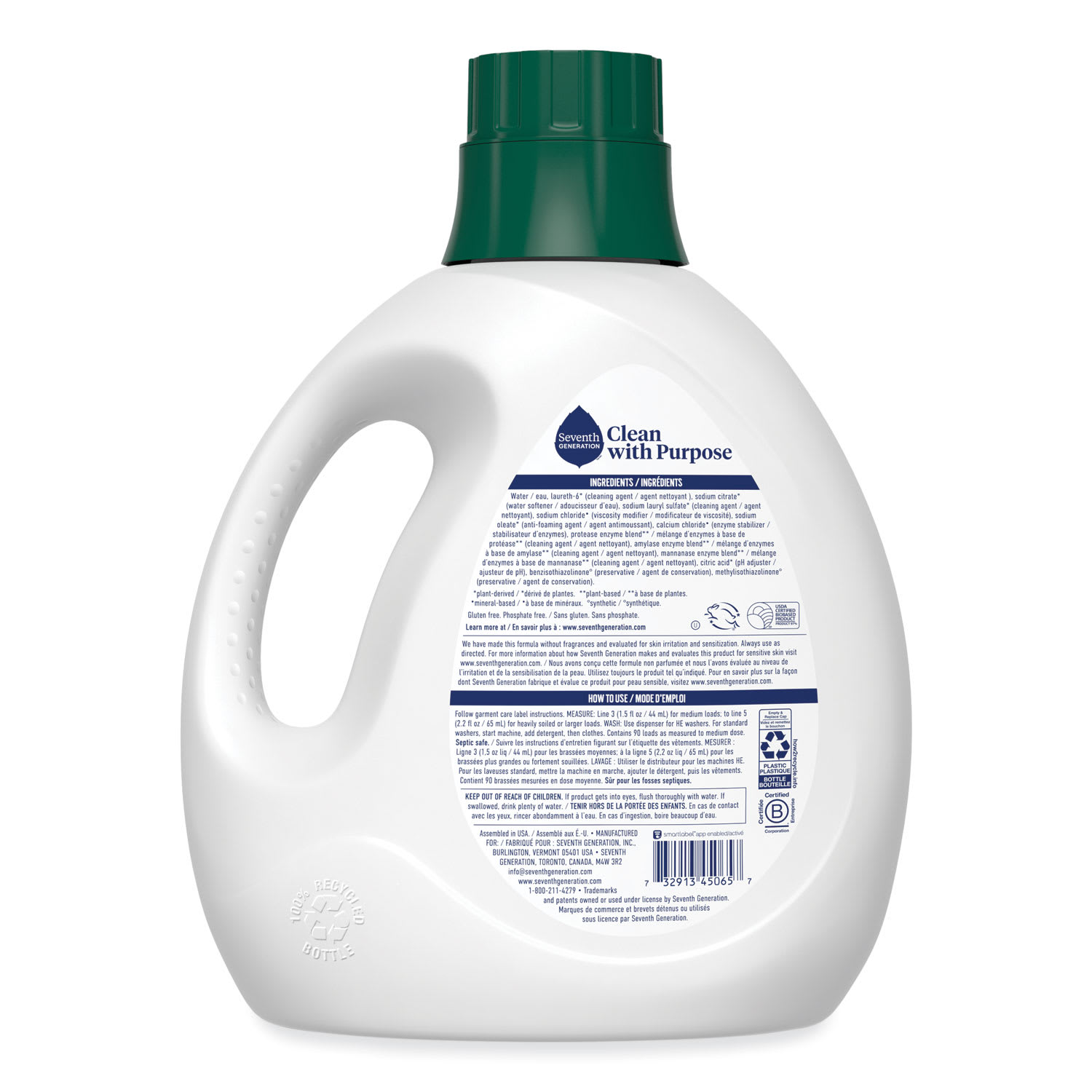 Seventh Generation Natural Liquid Laundry Detergent, Fragrance Free, 135 oz Bottle, 4/Carton - Image 3