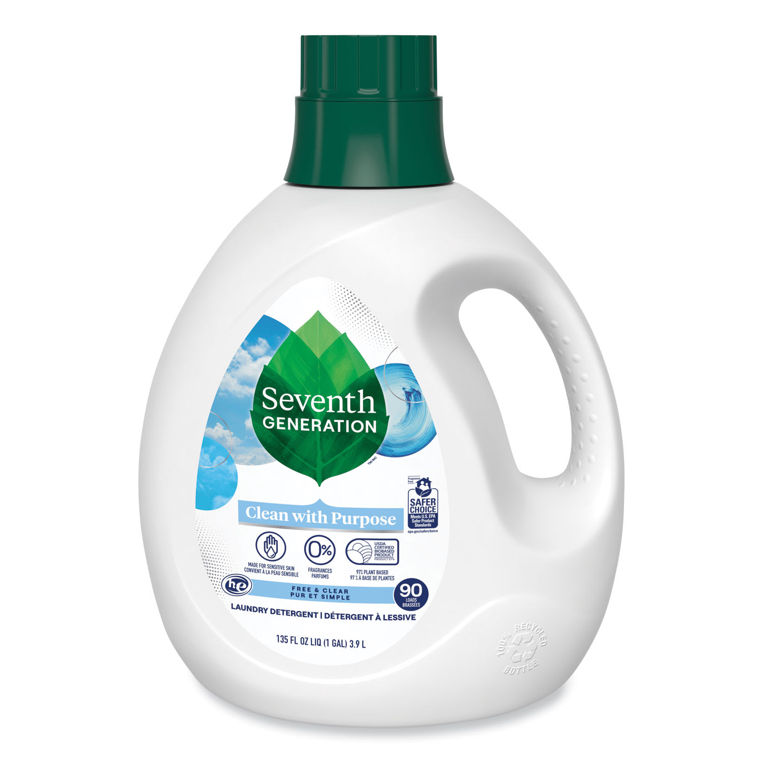 Seventh Generation Natural Liquid Laundry Detergent, Fragrance Free, 135 oz Bottle, 4/Carton - Image 4