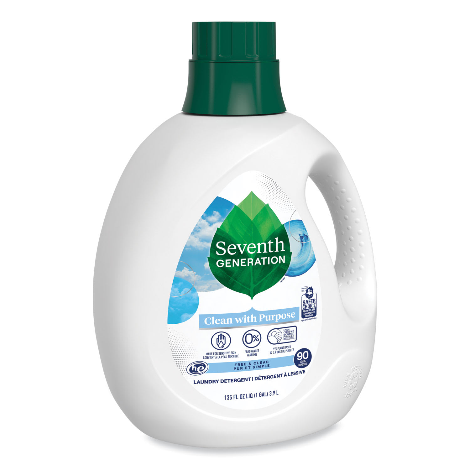 Seventh Generation Natural Liquid Laundry Detergent, Fragrance Free, 135 oz Bottle, 4/Carton - Image 5