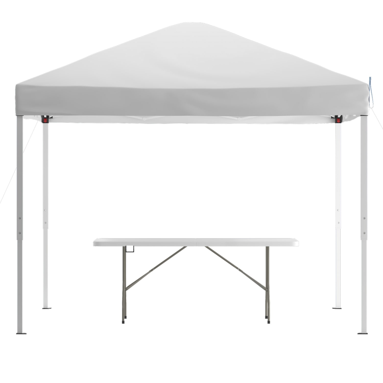 Flash Furniture 10ftx10ft Pop Up Event Canopy Tent with Carry Bag and 6-Foot Bi-Fold Folding Table with Carrying Handle - Tailgate Tent Set, White - Image 3