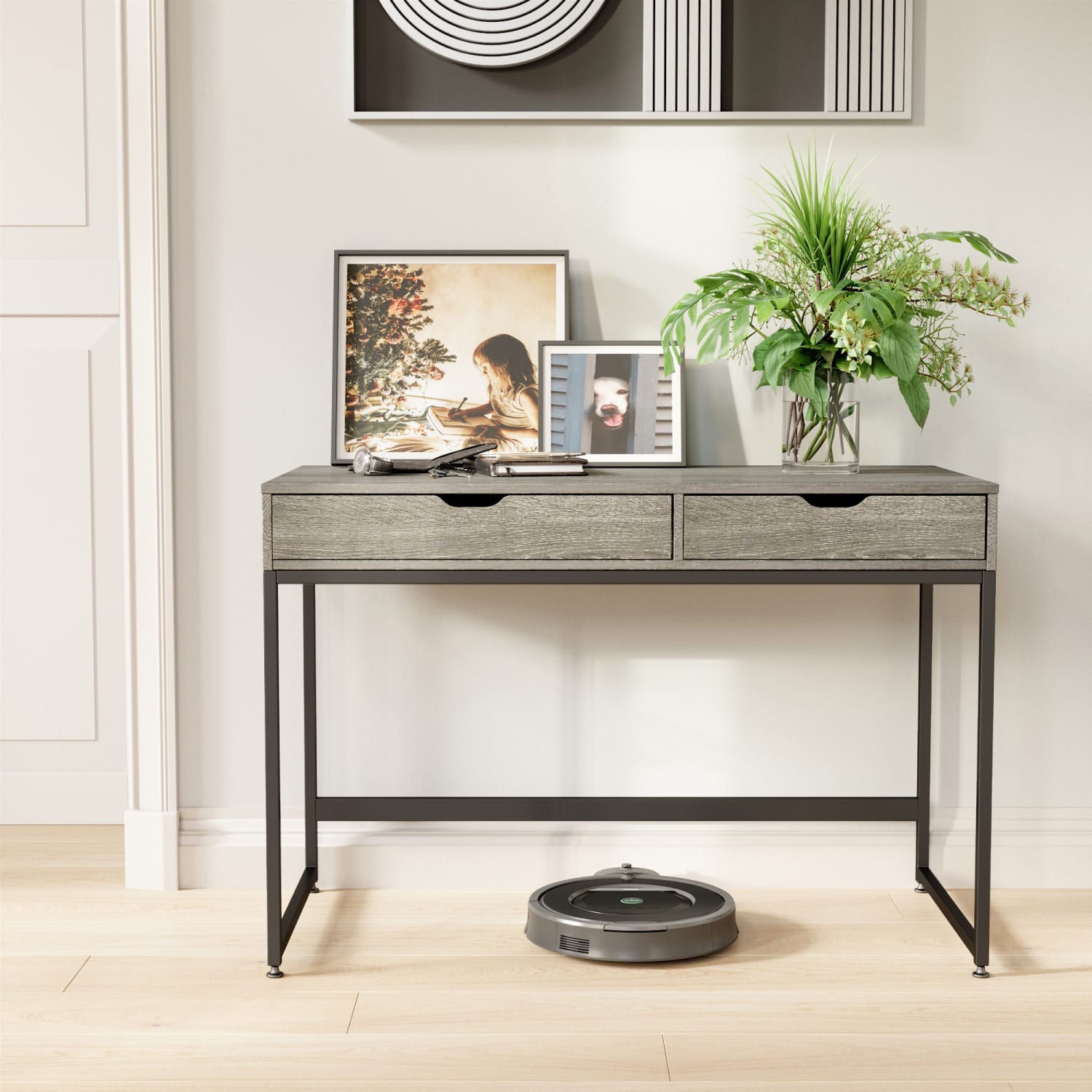 Bestier 44inW Computer Desk With Drawers, Grey - Image 5