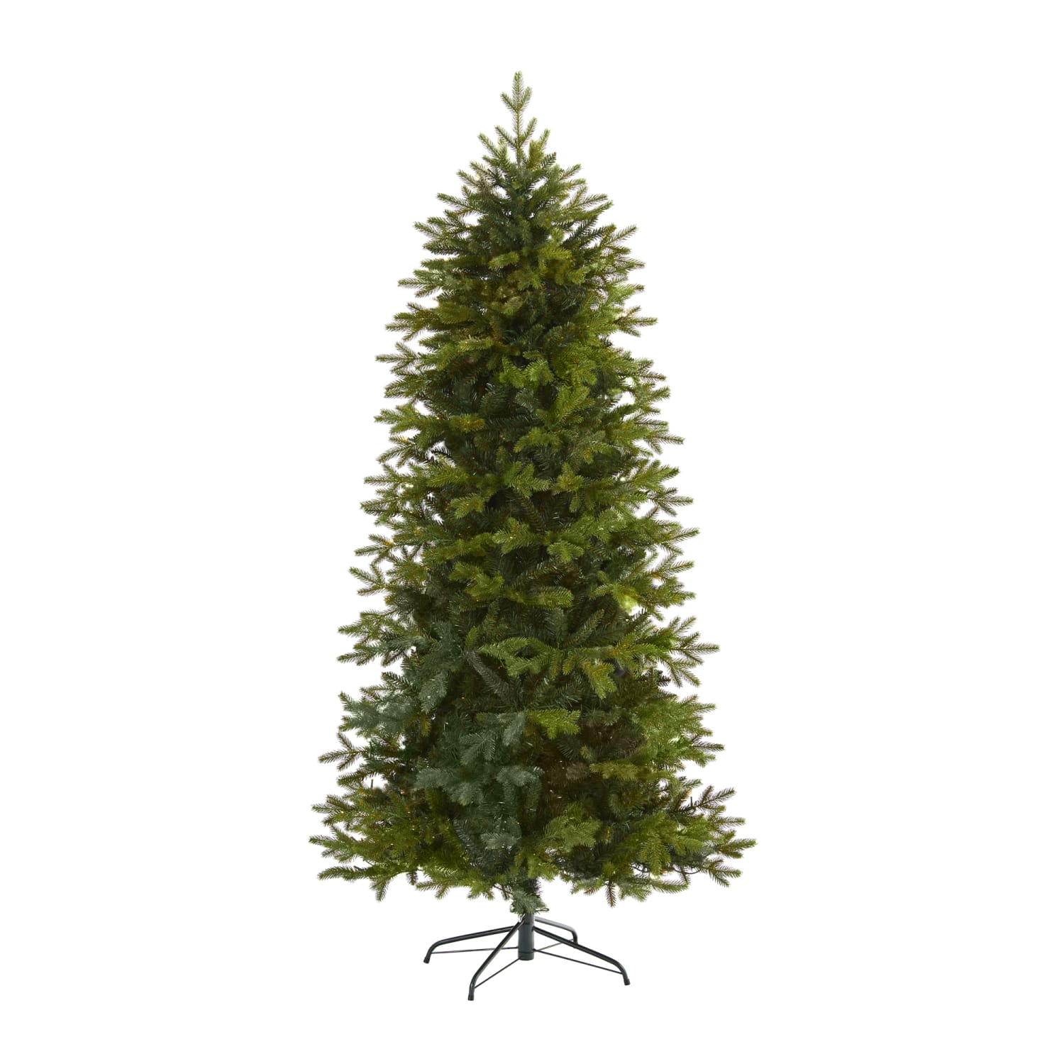 Nearly Natural Belgium Fir 84inH Artificial Christmas Tree With Bendable Branches, 84inH x 32inW x 32inD, Green