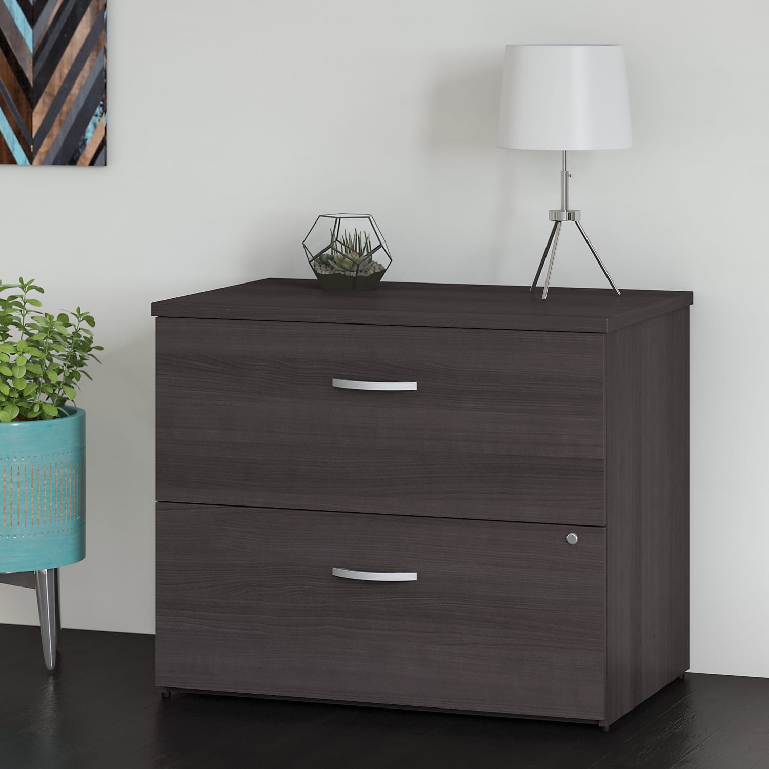 Bush Business Furniture Studio C 35-3/4inW x 23-3/8inD Lateral 2-Drawer File Cabinet, Storm Gray, Standard Delivery - Image 3