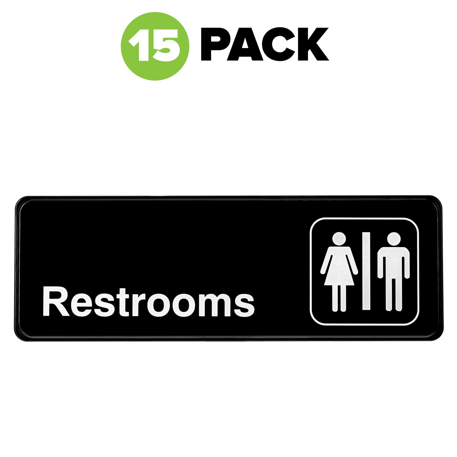Alpine Unisex Restrooms Signs, 3in x 9in, Black/White, Pack Of 15 signs - Image 3