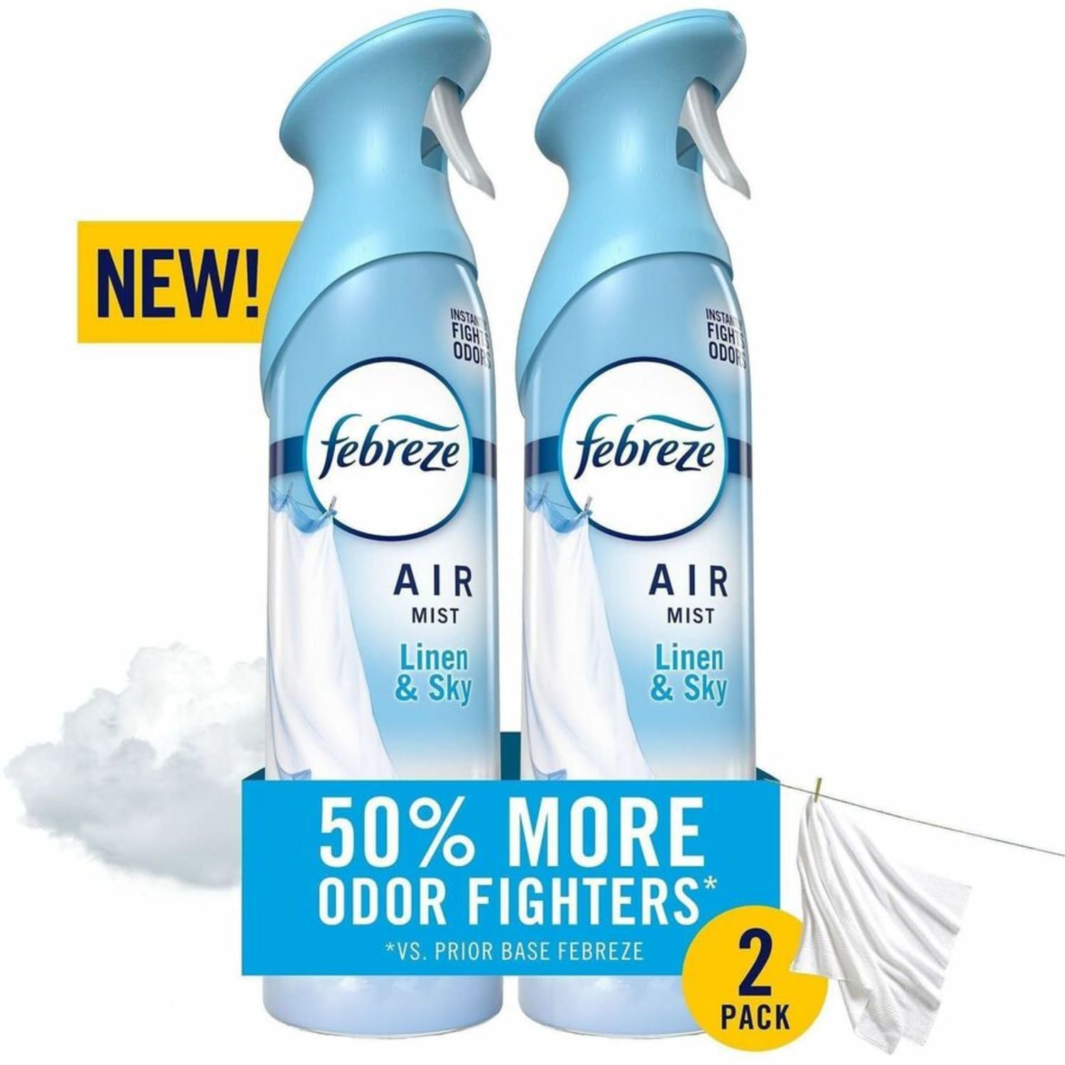 Febreze Air Mist Air Freshener Spray - Spray - 8.1 fl oz (0.3 quart) - Linen & Sky - Odor Neutralizer, Long Lasting - 2/Pack - 3 / Carton - Image 3