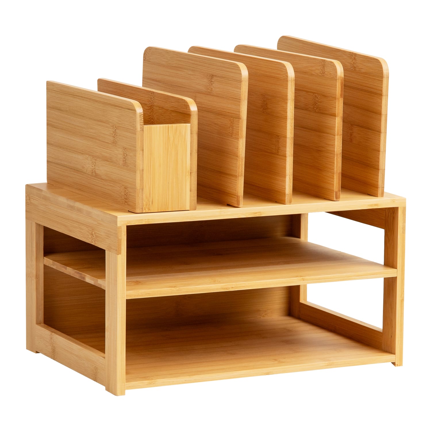 Realspace Bamboo Desktop Organizer, 13-1/2inH x 13-3/4inW x 9-3/4inD, Natural - Image 3