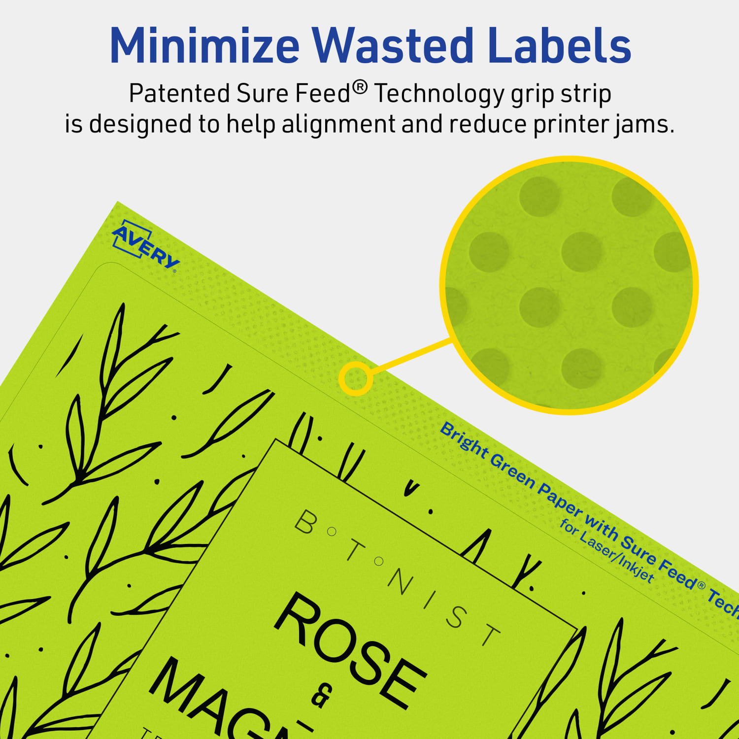 Avery Printable Labels With Sure Feed Technology, 94259-BGP40, Rectangle, 5in x 8-1/8in, Matte Bright Green, Pack of 80 - Image 5