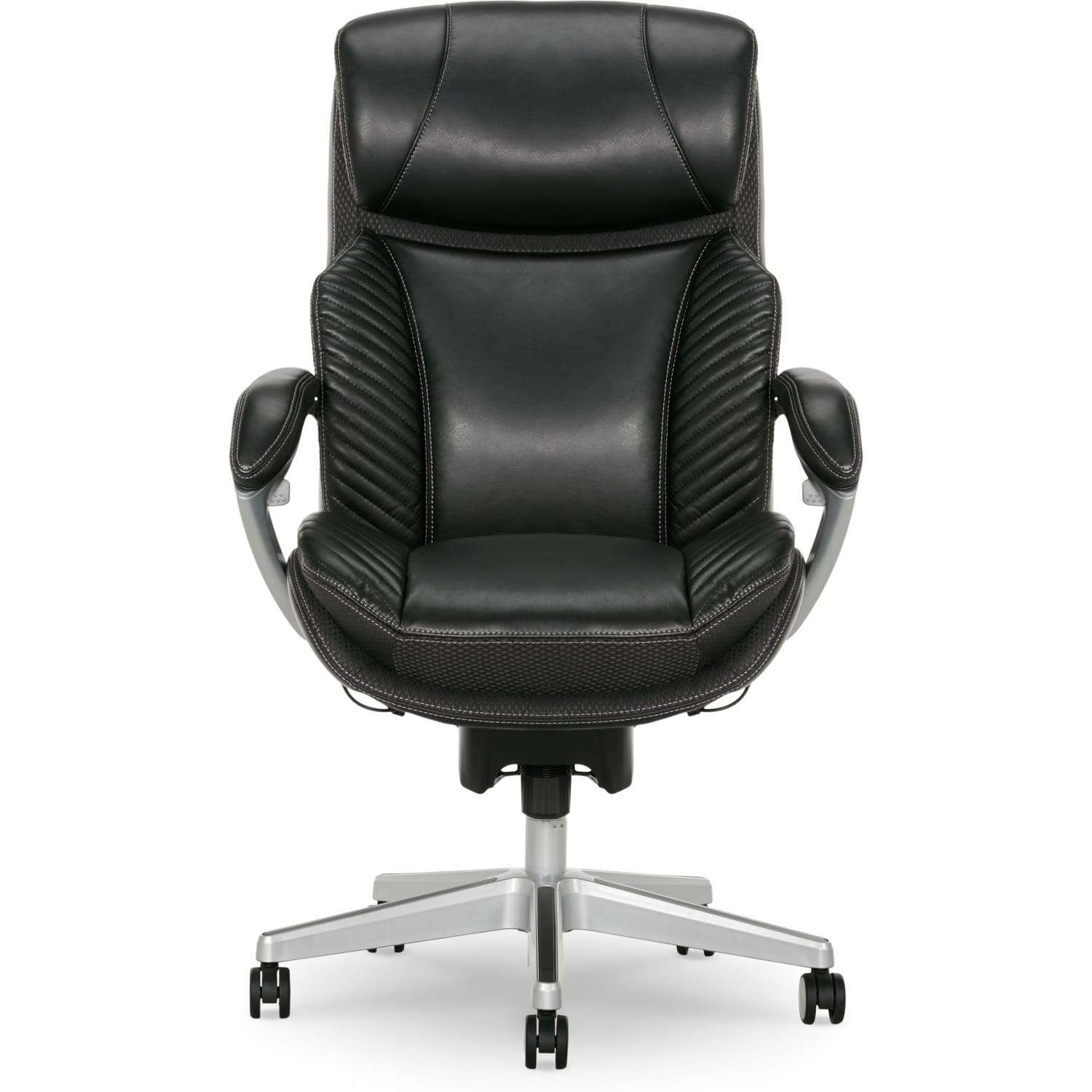 Serta iComfort i6000 Big & Tall Ergonomic Bonded Leather High-Back Executive Office Chair, Black/Silver