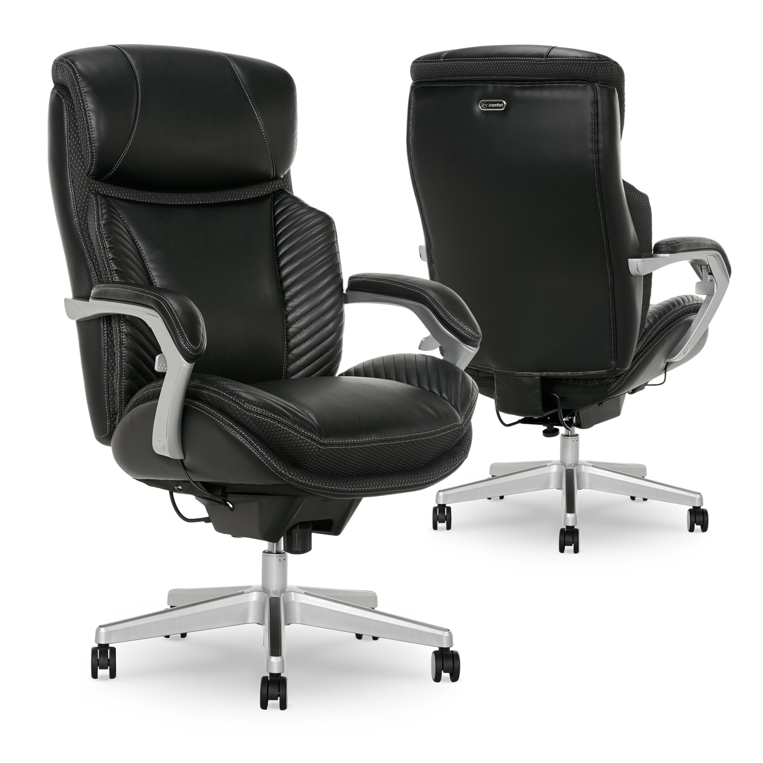 Serta iComfort i6000 Big Tall Ergonomic Bonded Leather HighBack Executive Office Chair BlackSilver PopularChairscom Serta iComfort i6000 Big Tall Ergonomic Bonded Leather High Back Executive Office Chair BlackSilver PopularChairscom