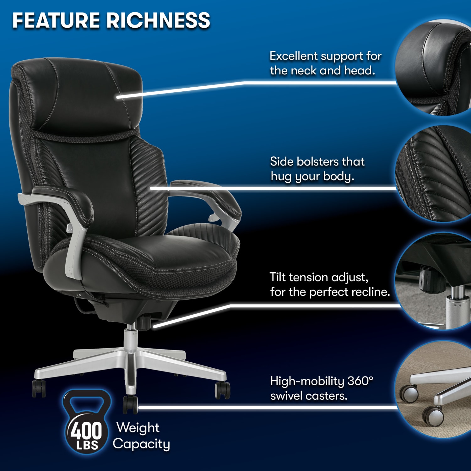 Serta iComfort i6000 Big Tall Ergonomic Bonded Leather HighBack Executive Office Chair BlackSilver PopularChairscom Serta iComfort i6000 Big Tall Ergonomic Bonded Leather High Back Executive Office Chair BlackSilver PopularChairscom