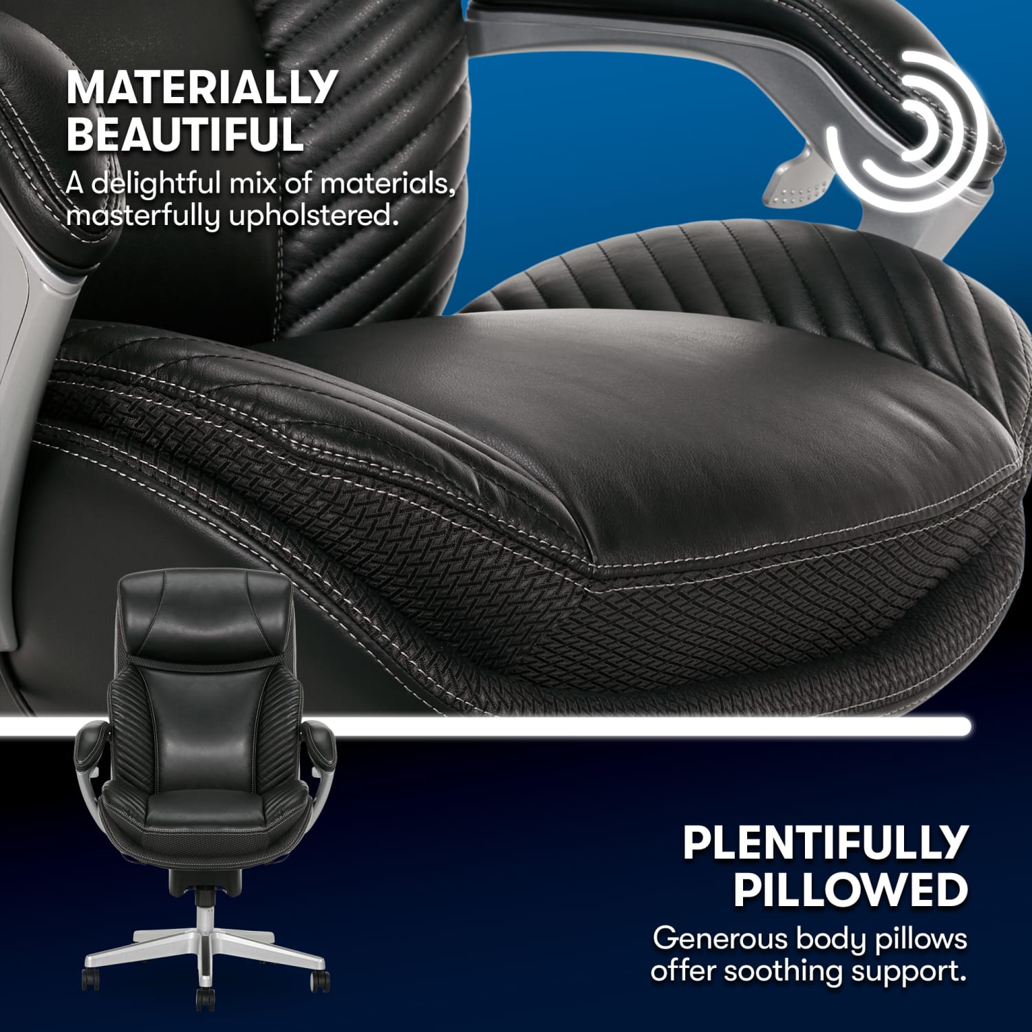 Serta iComfort i6000 Big Tall Ergonomic Bonded Leather HighBack Executive Office Chair BlackSilver PopularChairscom Serta iComfort i6000 Big Tall Ergonomic Bonded Leather High Back Executive Office Chair BlackSilver PopularChairscom