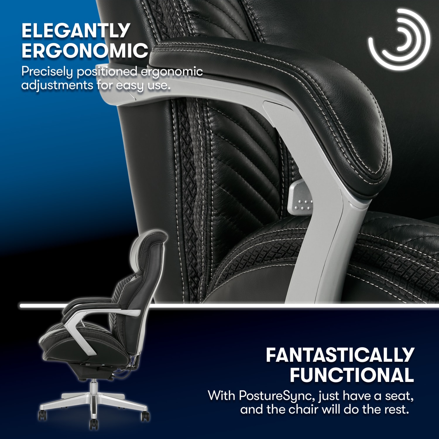 Serta iComfort i6000 Big Tall Ergonomic Bonded Leather HighBack Executive Office Chair BlackSilver PopularChairscom Serta iComfort i6000 Big Tall Ergonomic Bonded Leather High Back Executive Office Chair BlackSilver PopularChairscom