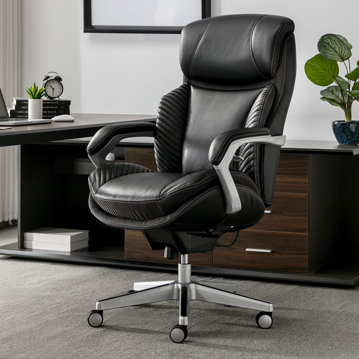 Serta iComfort i6000 Big Tall Ergonomic Bonded Leather HighBack Executive Office Chair BlackSilver PopularChairscom Serta iComfort i6000 Big Tall Ergonomic Bonded Leather High Back Executive Office Chair BlackSilver PopularChairscom