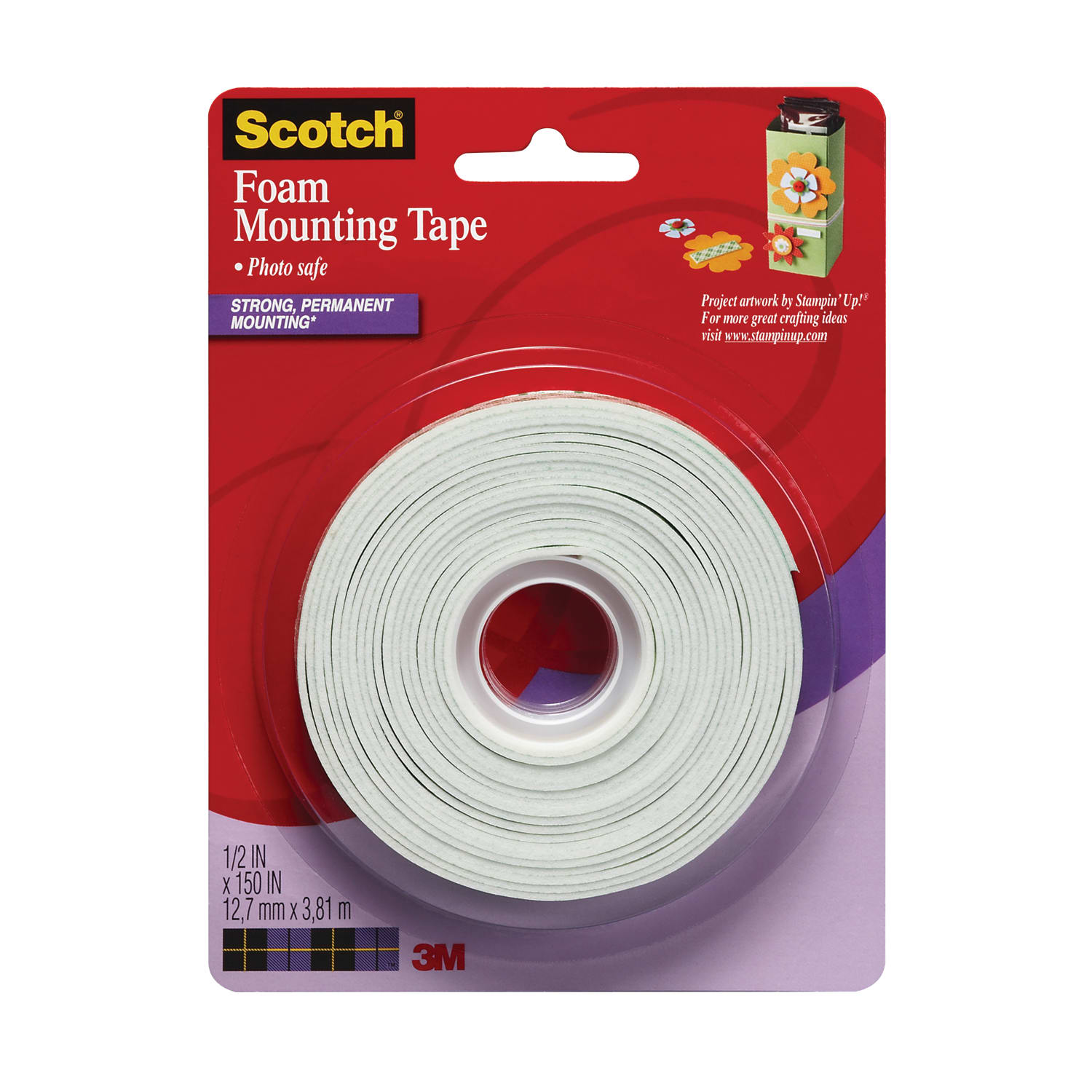 Scotch Foam Mounting Tape , 1/2 in (1.27 cm)