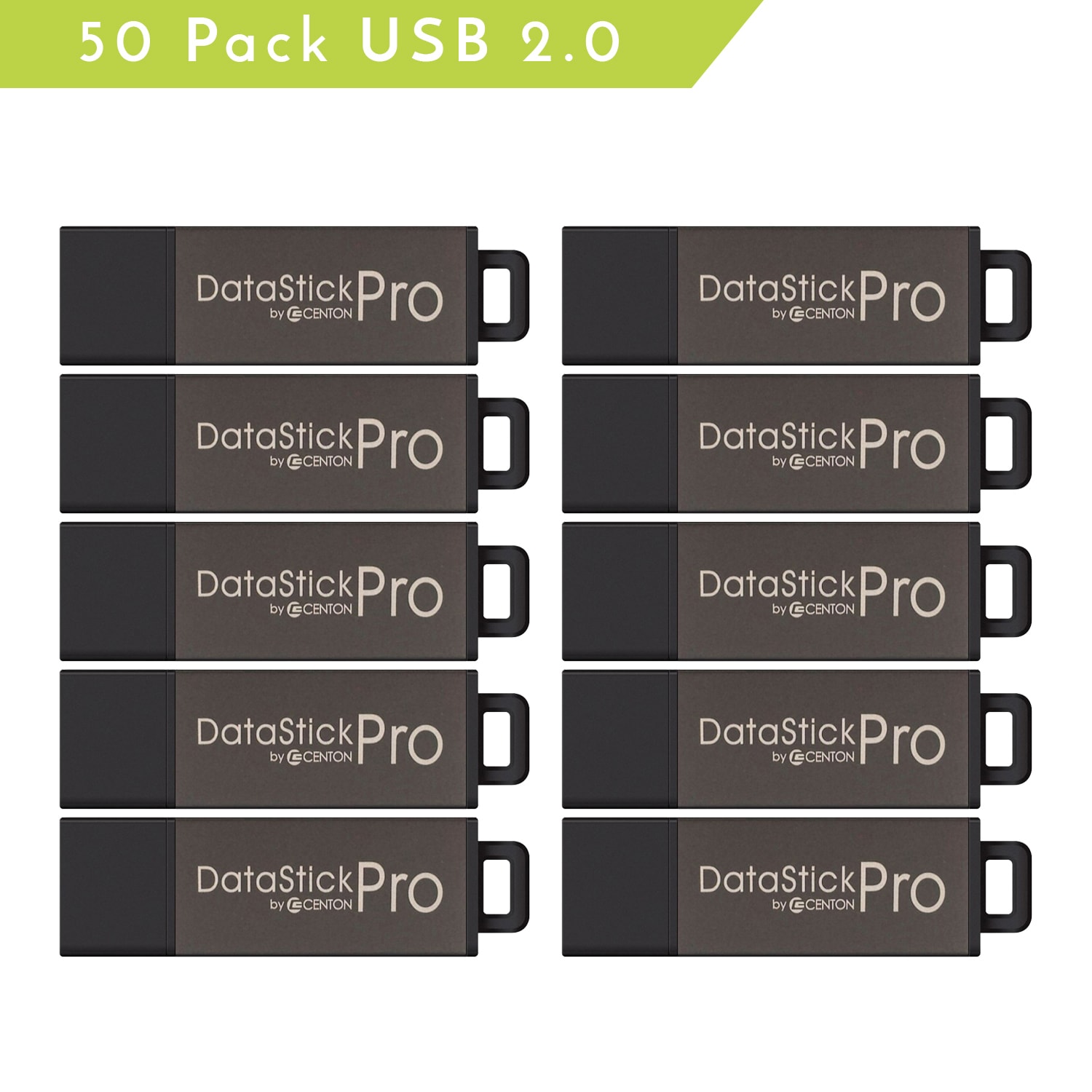 Centon DataStick Pro USB Flash Drives, USB 2.0, 4GB, Gray, Pack Of 50, S1-U2P1-4G50PK - Image 3