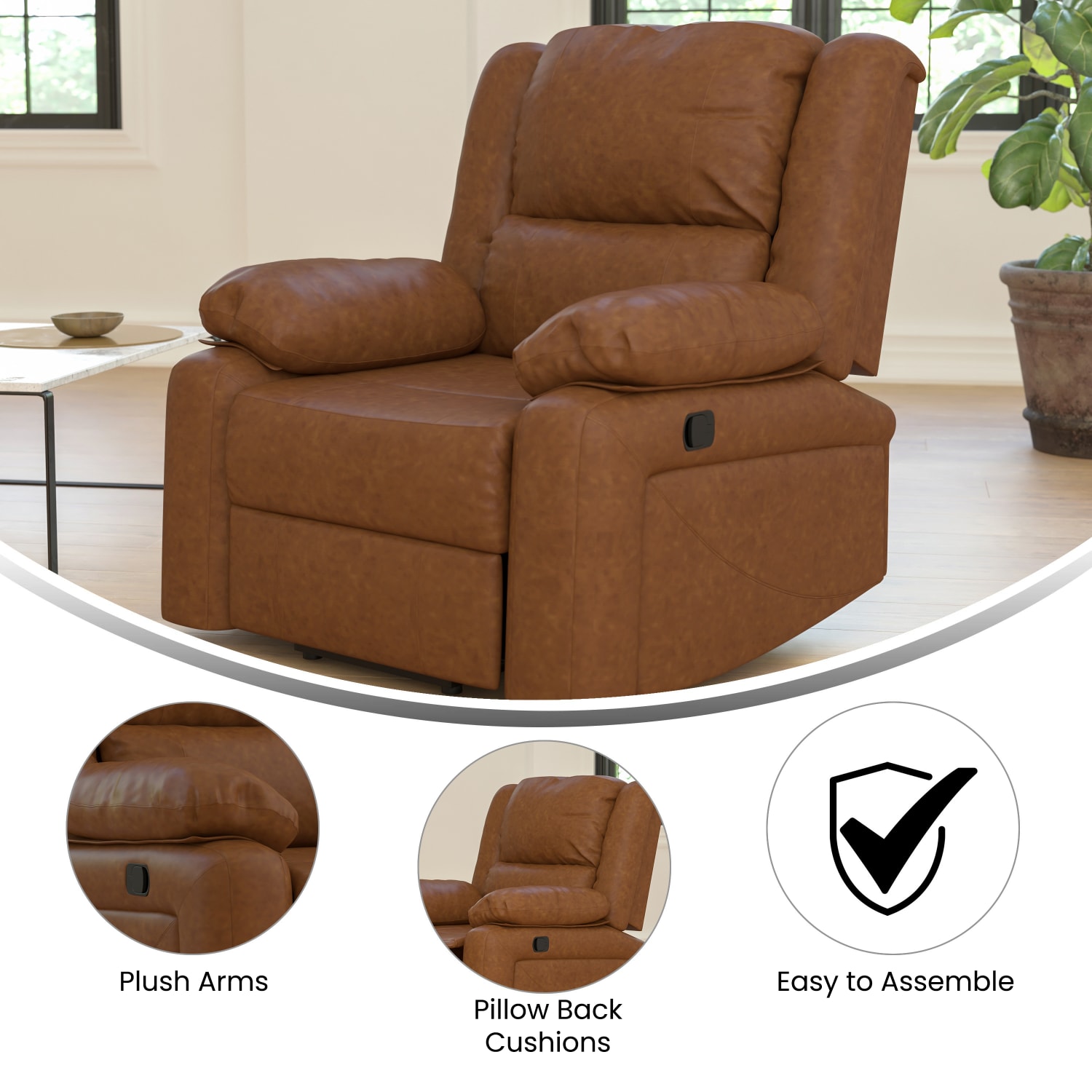 Flash Furniture Harmony Series Leathersoft Recliner Accent Chair Cognac PopularChairscom Flash Furniture Harmony Series Leathersoft Recliner Accent Chair Cognac PopularChairscom