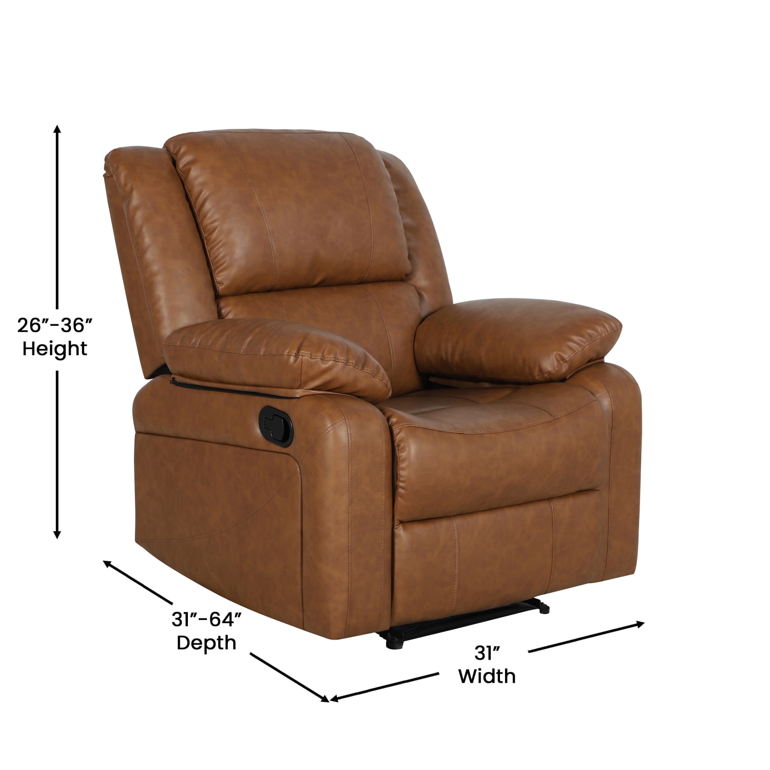Flash Furniture Harmony Series Leathersoft Recliner Accent Chair Cognac PopularChairscom Flash Furniture Harmony Series Leathersoft Recliner Accent Chair Cognac PopularChairscom