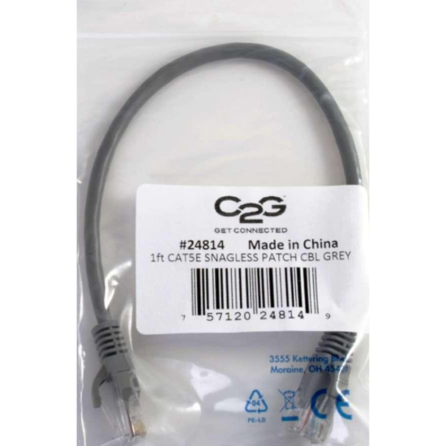 C2G 6ft Cat5e Ethernet Cable - Snagless Unshielded (UTP) - Gray - Category 5e for Network Device - RJ-45 Male - RJ-45 Male - 6ft - Gray - Image 5
