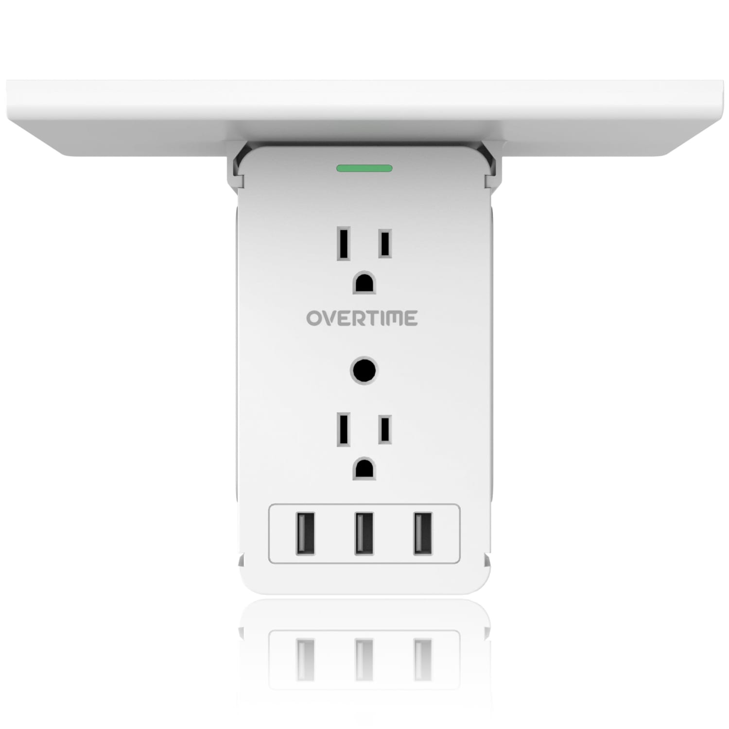 Overtime Multi-Plug Outlet Extender, 5-1/2in x 8in x 3-1/16in, White