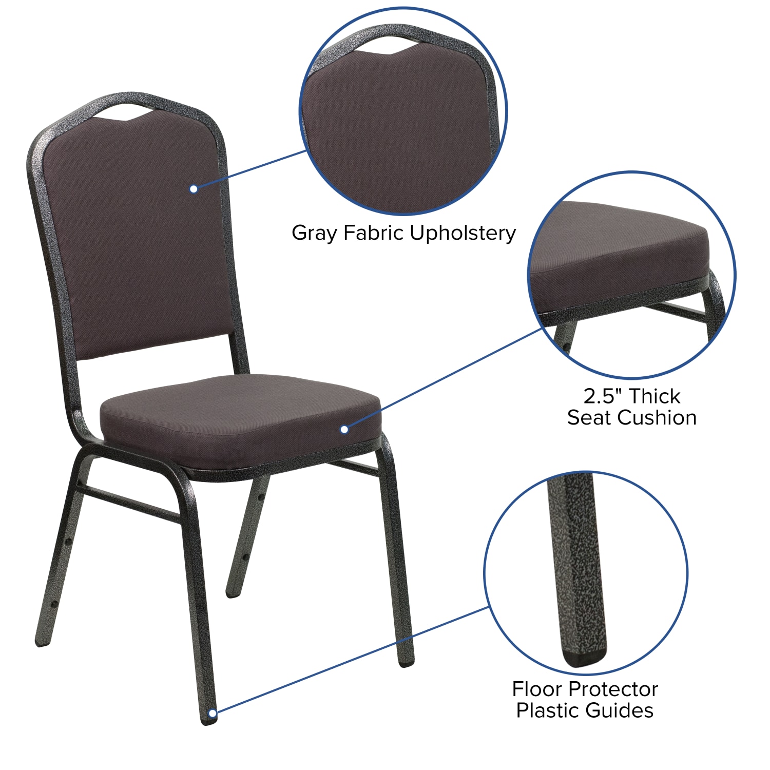 Flash Furniture HERCULES Fabric Crown-Back Stacking Banquet Chair, Gray/Silver - Image 6