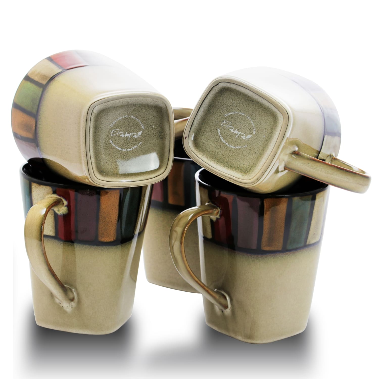 Elama 14-Oz. Stoneware Mugs, Melange, Multicolor, Set Of 6 Mugs - Image 3
