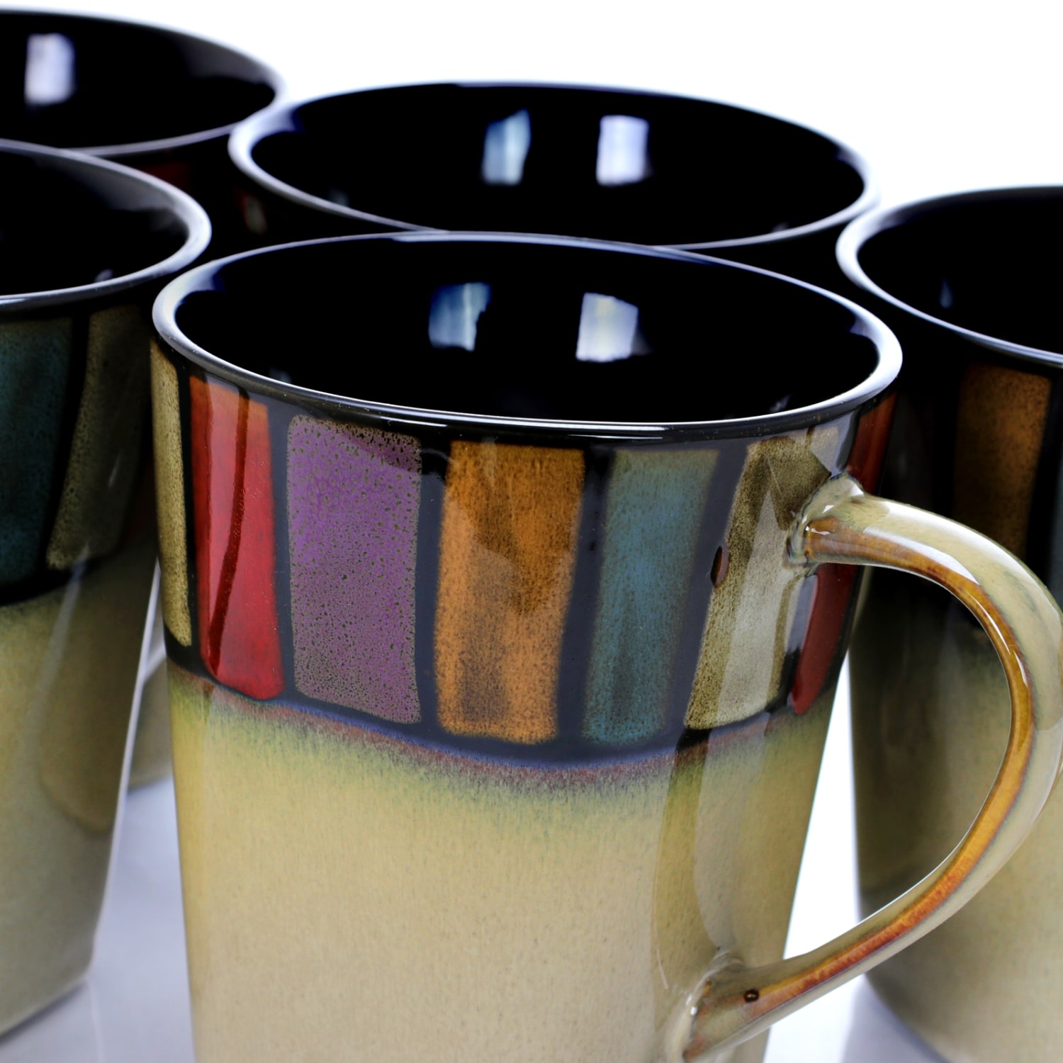 Elama 14-Oz. Stoneware Mugs, Melange, Multicolor, Set Of 6 Mugs - Image 4