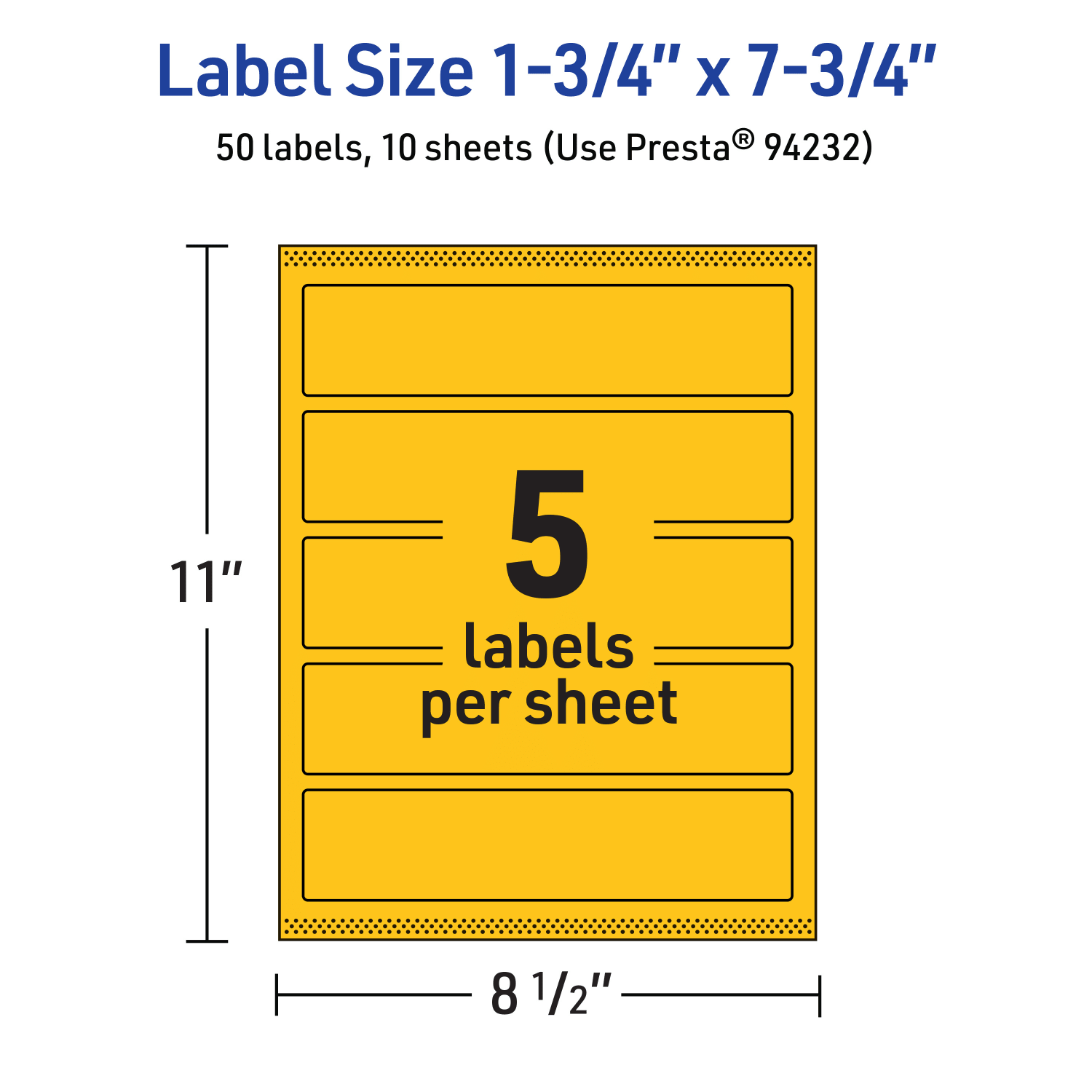 Avery Print-To-The-Edge Labels With Sure Feed Technology, 94232-BYP10, Rectangle, 1-3/4in x 7-3/4in, Matte Bright Yellow, Pack of 50 - Image 6
