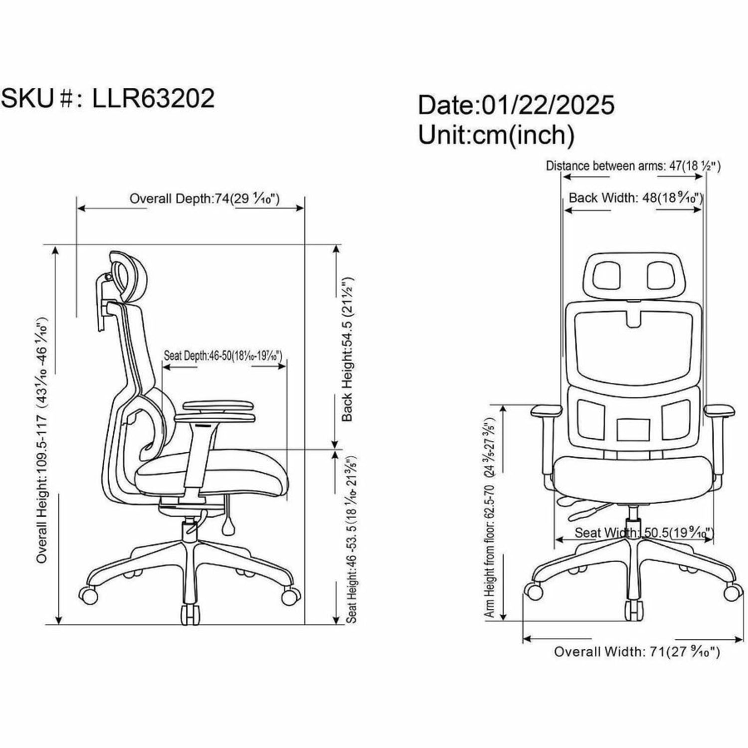 Lorell Ripley High Mesh-Back Chair with Articulating Lumbar Support - High Back - Black - Fabric, Mesh - 1 Each - Image 6