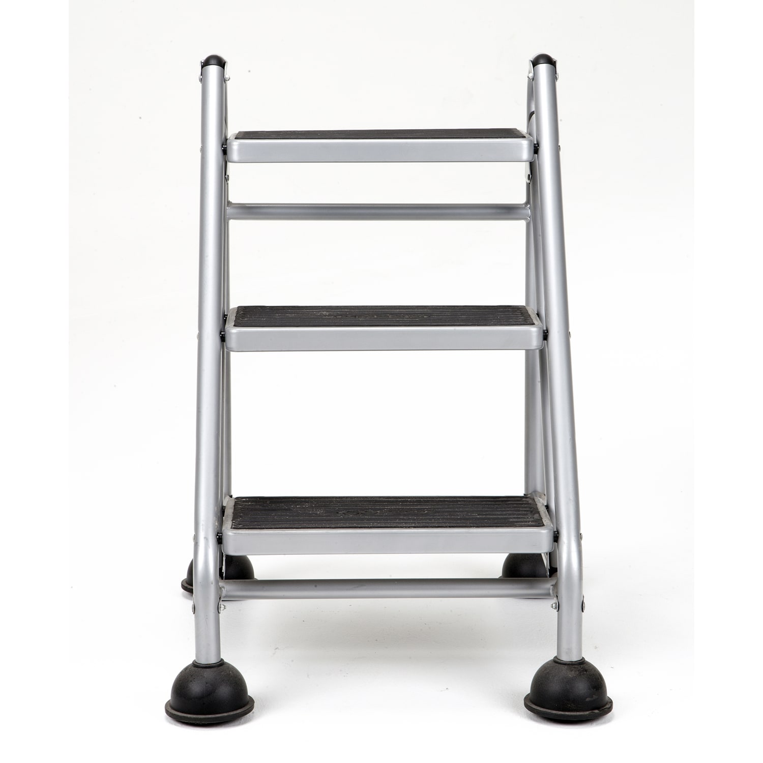 Cosco Rolling Commercial Step Stool, 3-Step, 26 3/5 Spread, Black/Platinum - Image 3