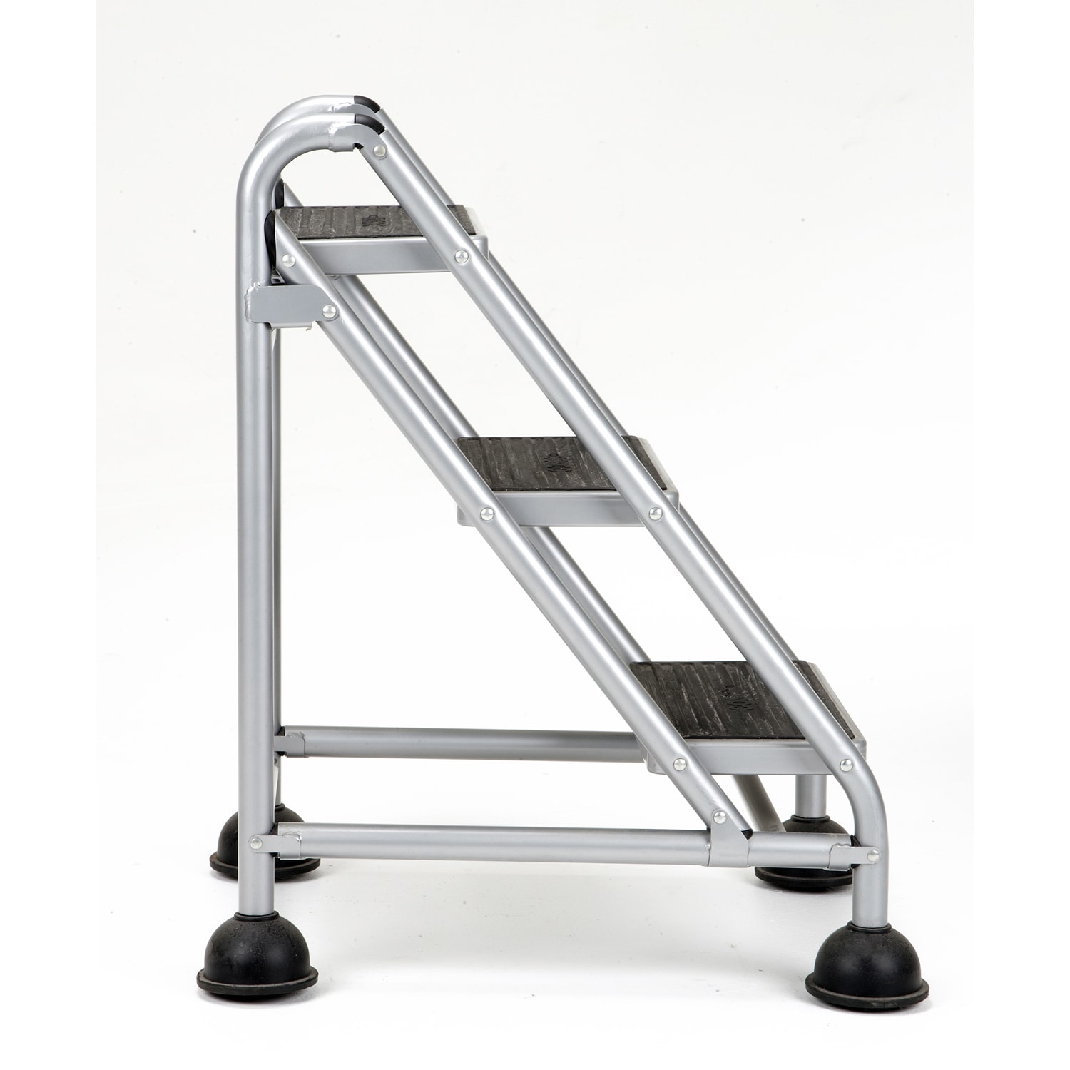 Cosco Rolling Commercial Step Stool, 3-Step, 26 3/5 Spread, Black/Platinum - Image 4
