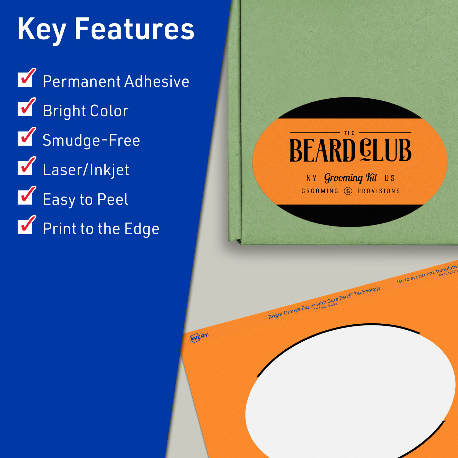Avery Print-To-The-Edge Labels With Sure Feed Technology, 94057-BOP40, Oval, 4in x 6in, Matte Bright Orange, Pack of 80 - Image 3