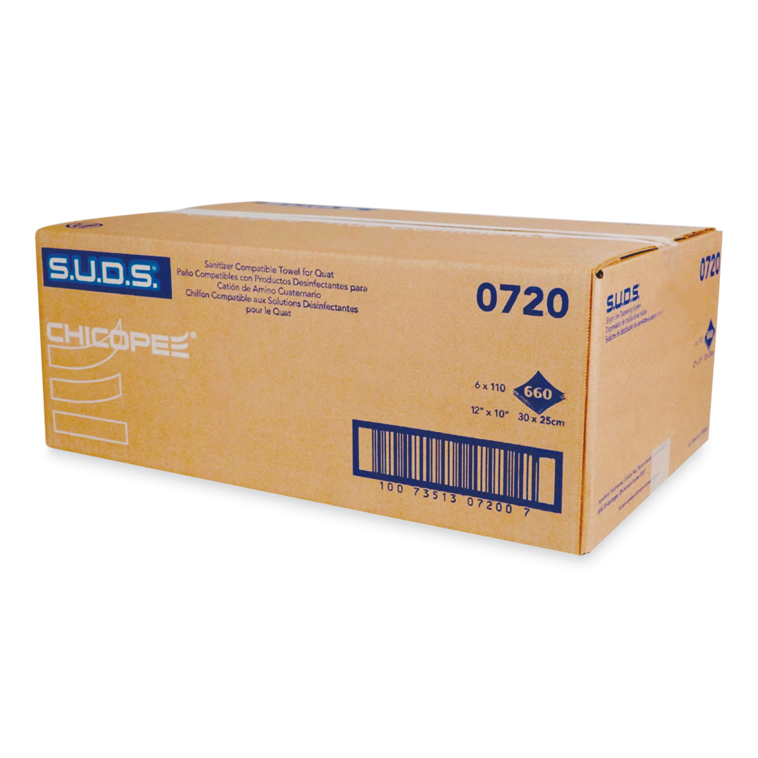 Chicopee S.U.D.S. Single Use Dispensing System Towels For Quat, 1-Ply, 10 x 12, Unscented, White, 110/Roll, 6 Rolls/Carton - Image 4