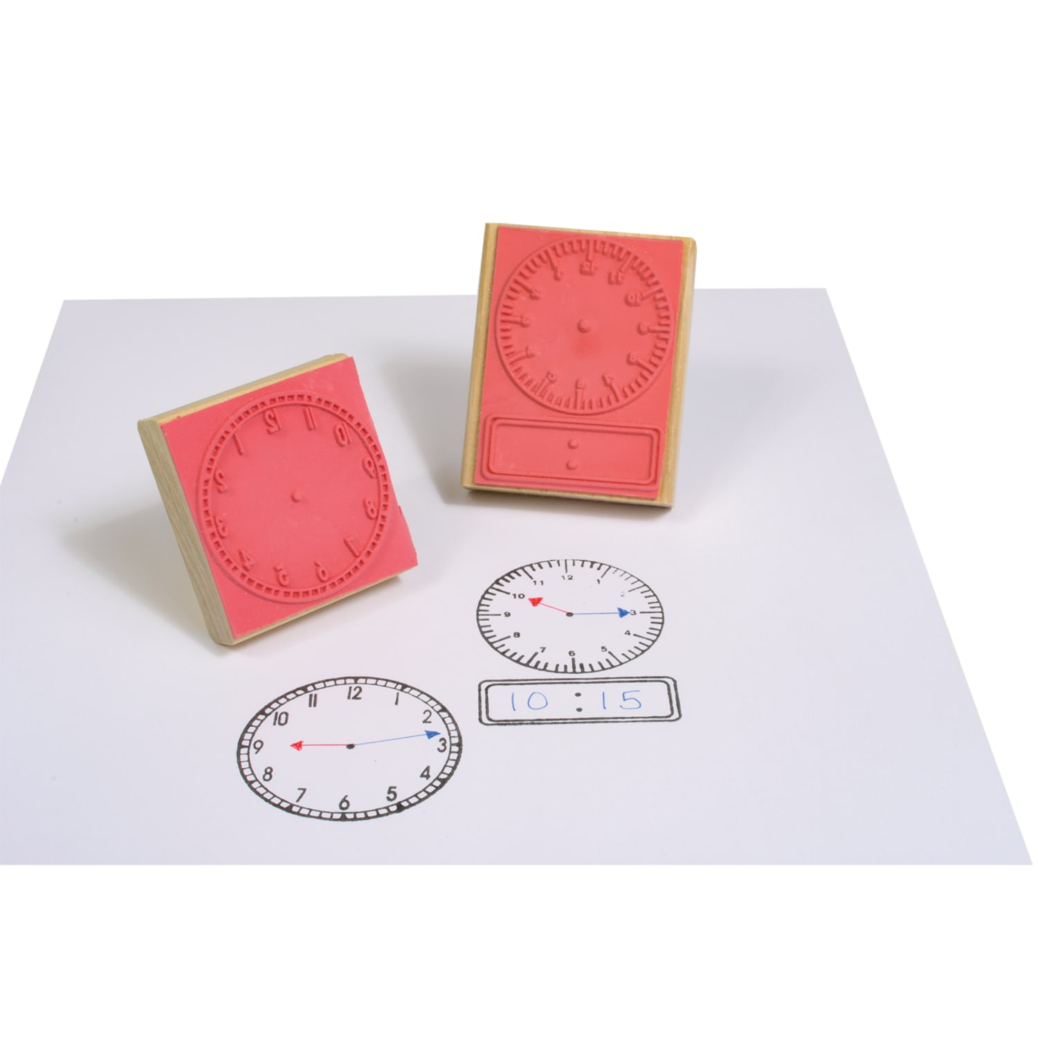 Ready 2 Learn Wood Digital Clock Stamps, 3-1/4in x 2-15/16in x 2-5/8in, Multicolor, Pack Of 6 Stamps - Image 5