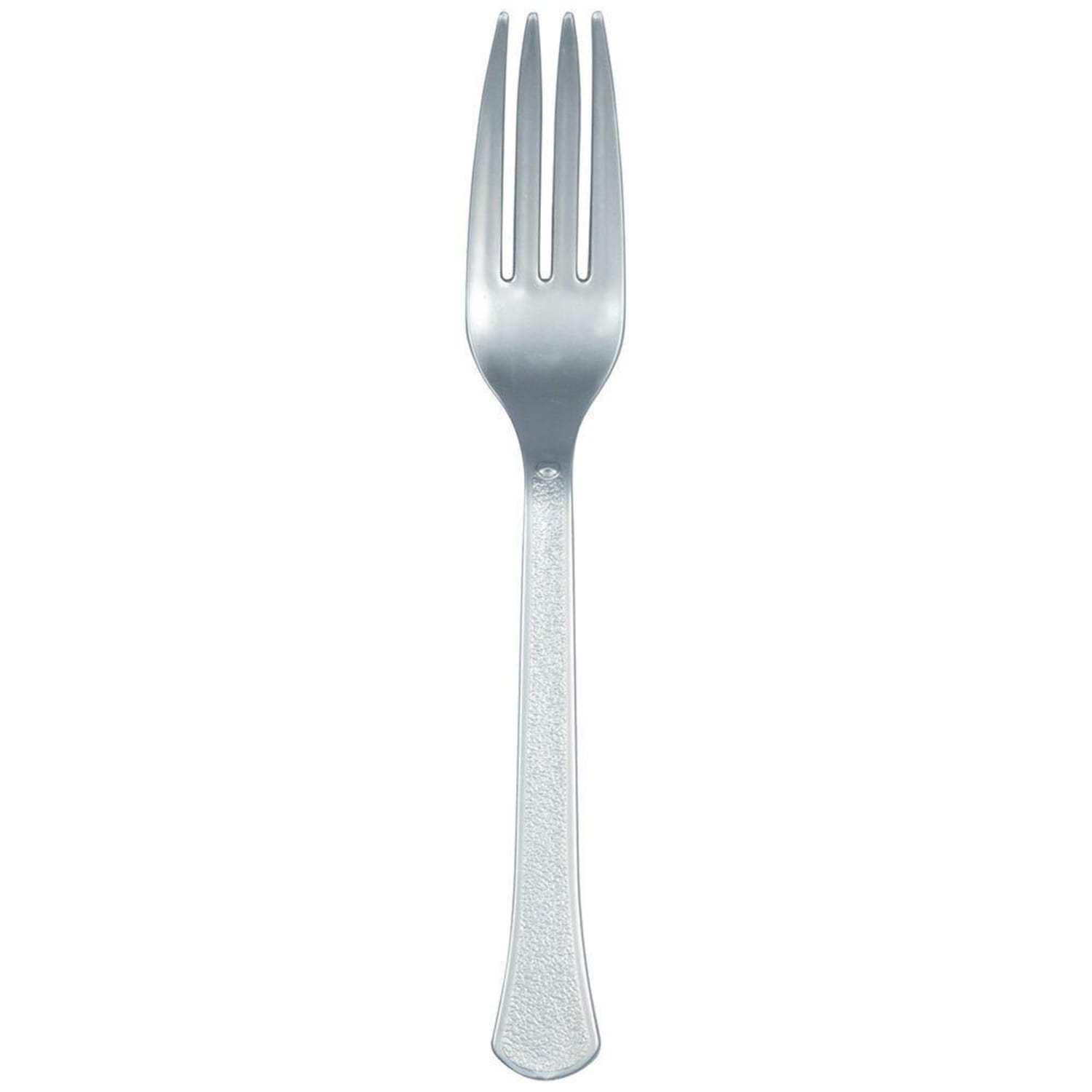 JAM PAPER Premium Utensils Party Pack, Plastic Forks, Silver, 48 Disposable Forks/Pack - Image 3