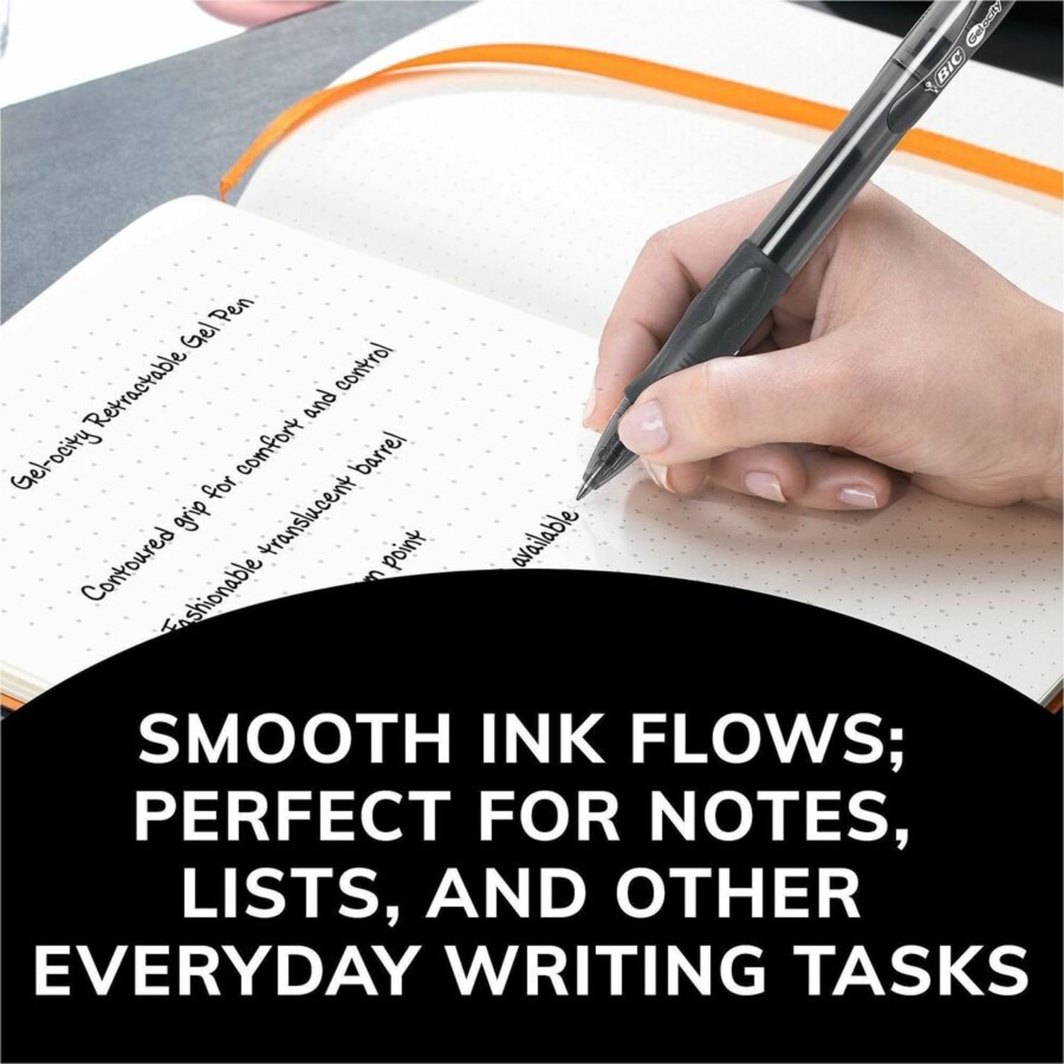 BIC Retractable Gel Pens, Pack Of 2, Medium Point, 0.7 mm, Translucent Barrel, Black Ink - Image 5
