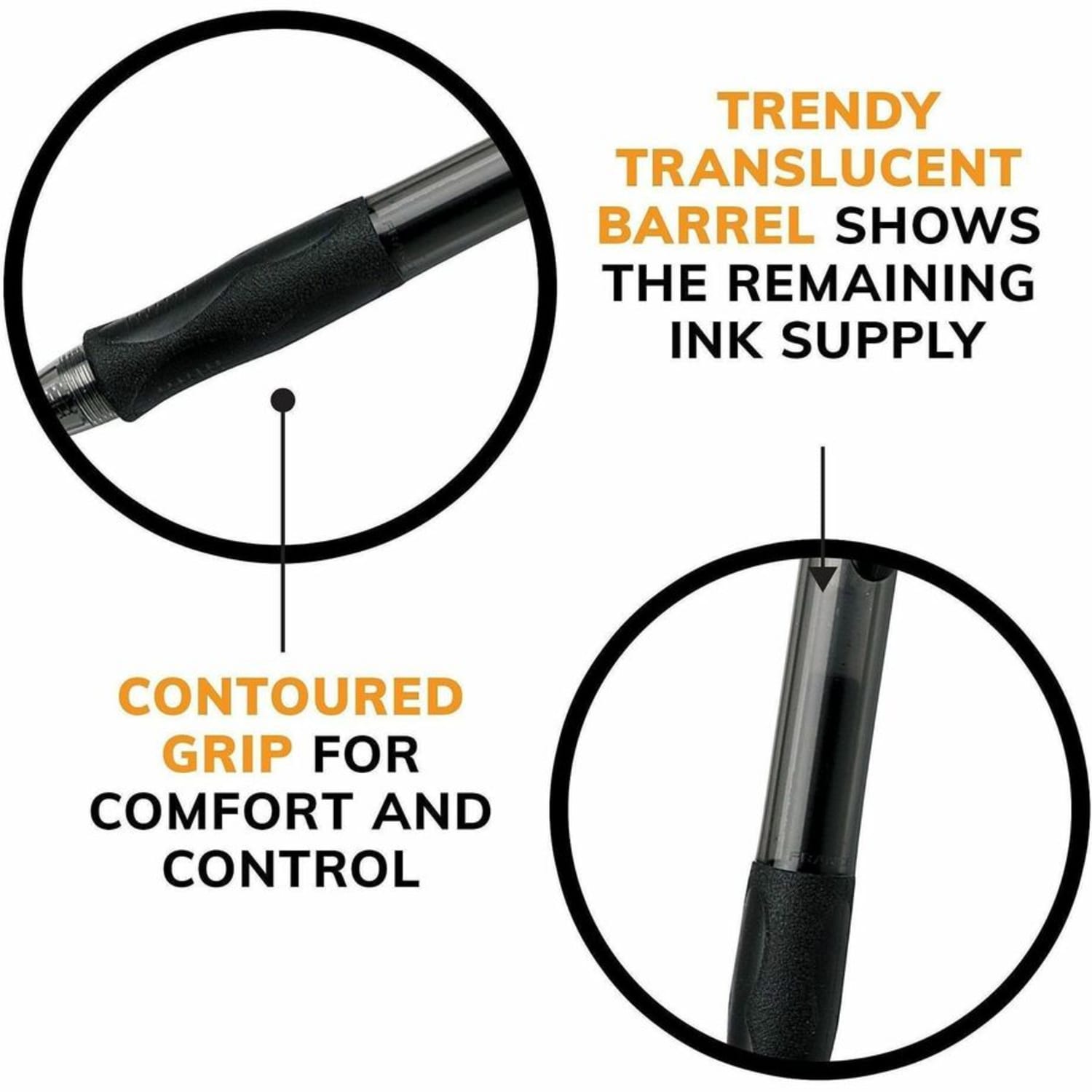 BIC Retractable Gel Pens, Pack Of 2, Medium Point, 0.7 mm, Translucent Barrel, Black Ink - Image 6