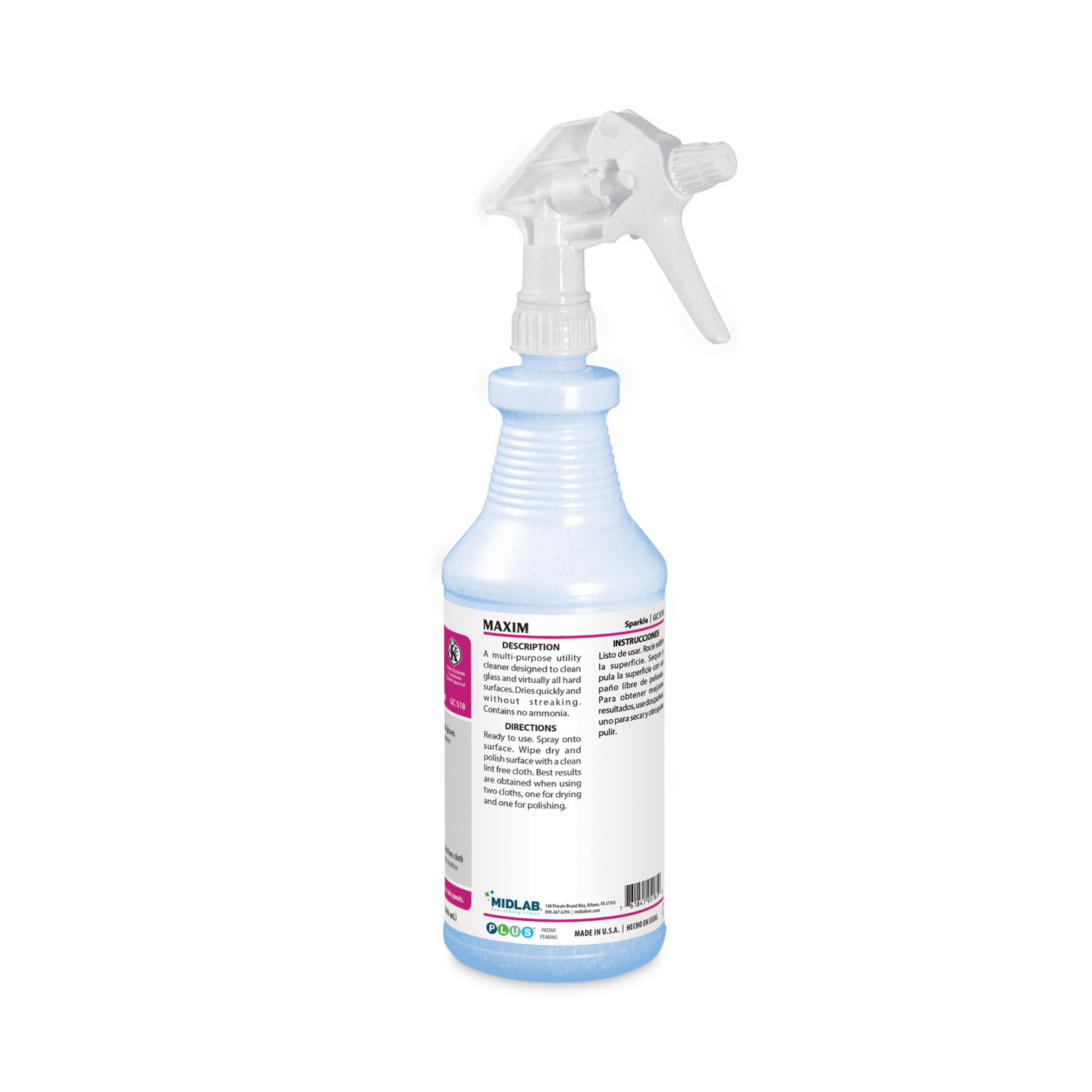 Maxim RTU Sparkle Glass Cleaner, Safe-to-Ship, 32 oz Bottle, 6/Carton - Image 6
