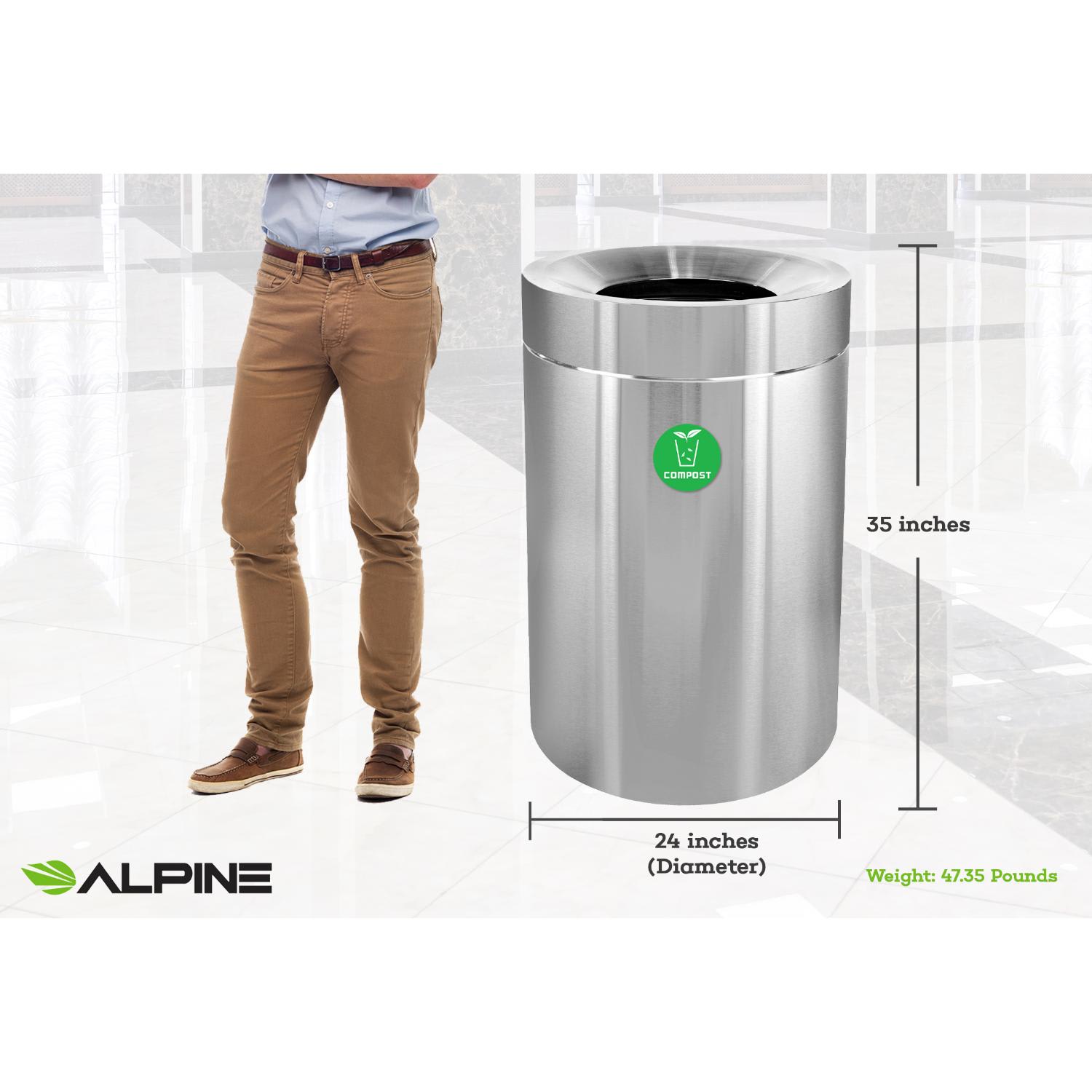 Alpine Industries Stainless Steel Compost Can, 50 Gallon, Silver - Image 5