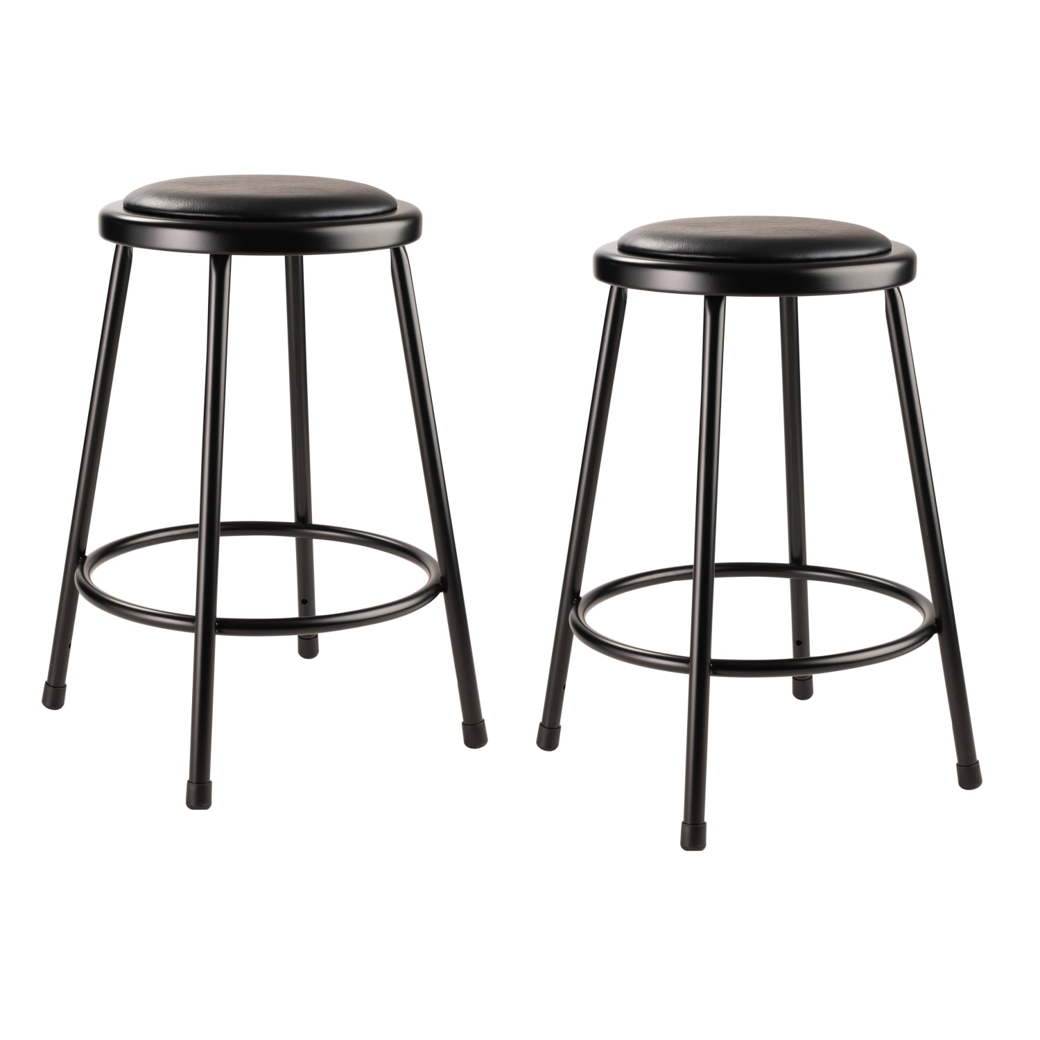 National Public Seating 6400 Series Vinyl-Padded Science Stools, 24inH, Black, Pack Of 2 Stools