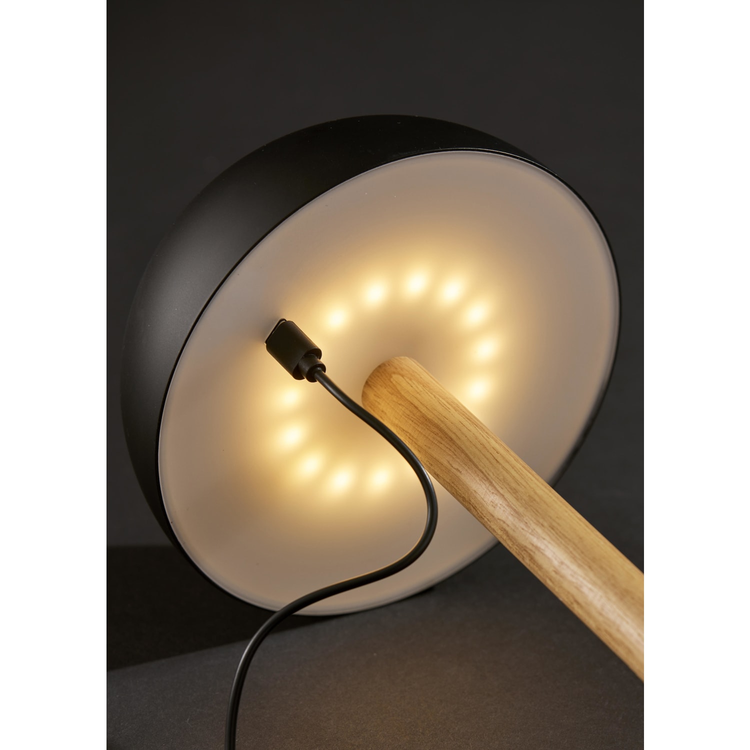 Adesso Nash LED Cordless Table Lamp, Black/Natural Wood - Image 3