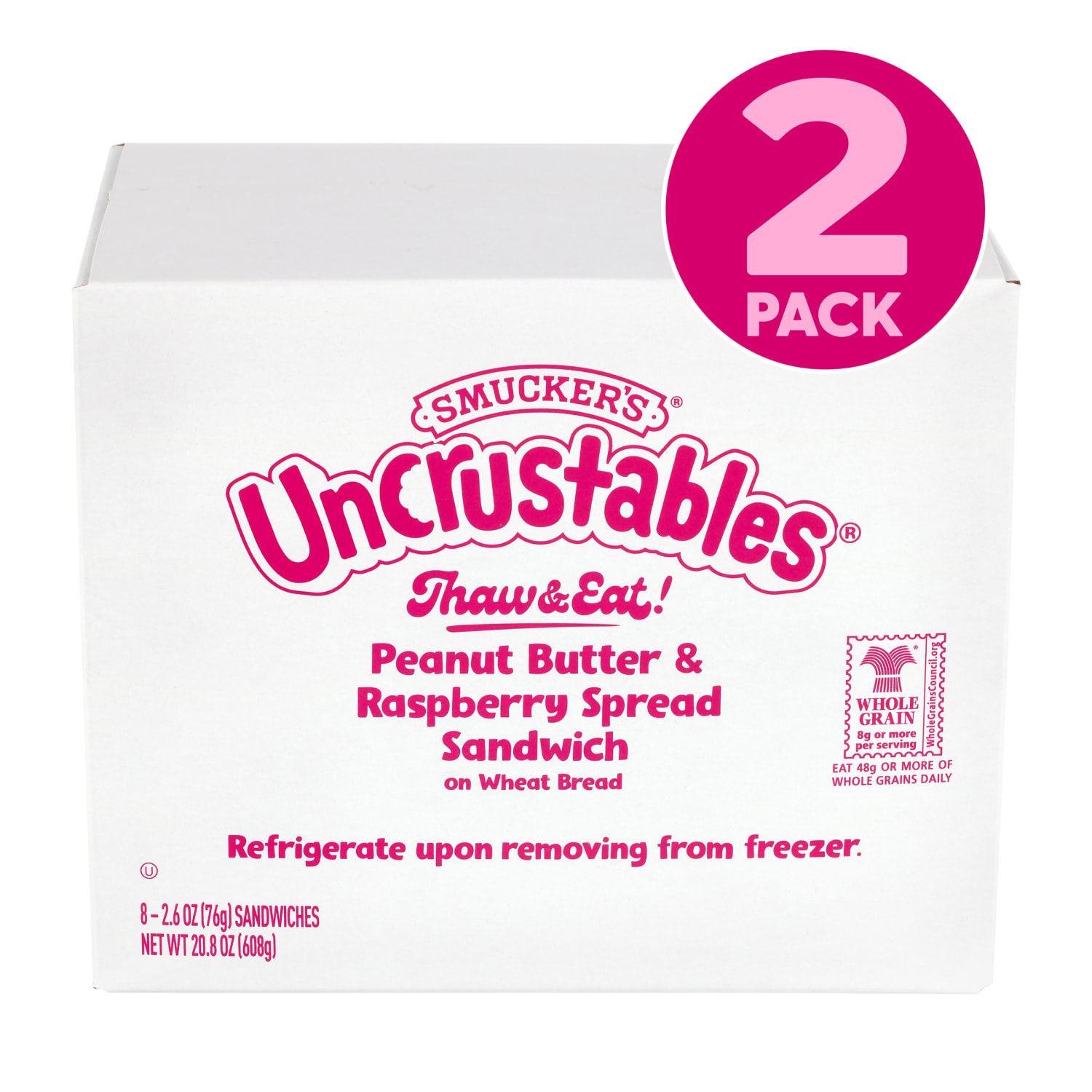 Smuckers Peanut Butter & Raspberry Wheat Uncrustables, 2.6 Oz, Total Qty 16 - Image 3